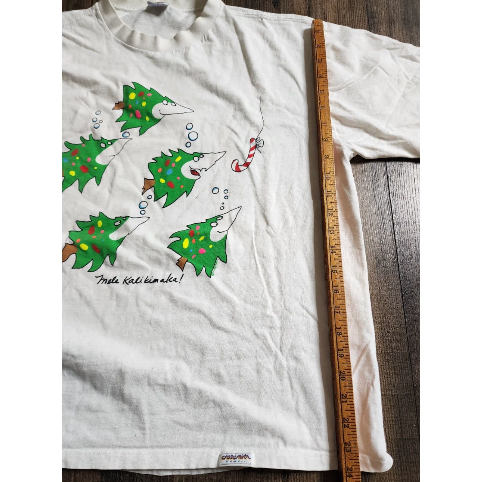 Vintage VINTAGE Crazy Shirts Hawaii T Shirt Mens L White 1980s Graphic Tee Short Sleeve Unisex Megal Kalikimaka Christmas Tree Size US L / EU 52-54 / 3 - 2 Thumbnail