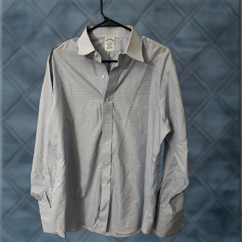 Brooks Brothers Brooks Brothers Classic Dress Shirt Blue Plaid Non-Iron 16-34 Supima Cotton Men Size 42R - 1 Thumbnail
