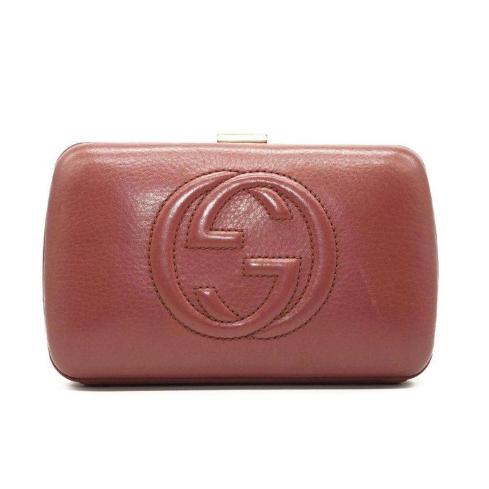 Gucci GUCCI Pebbled Calfskin Soho Hard Case Clutch Pink | Grailed