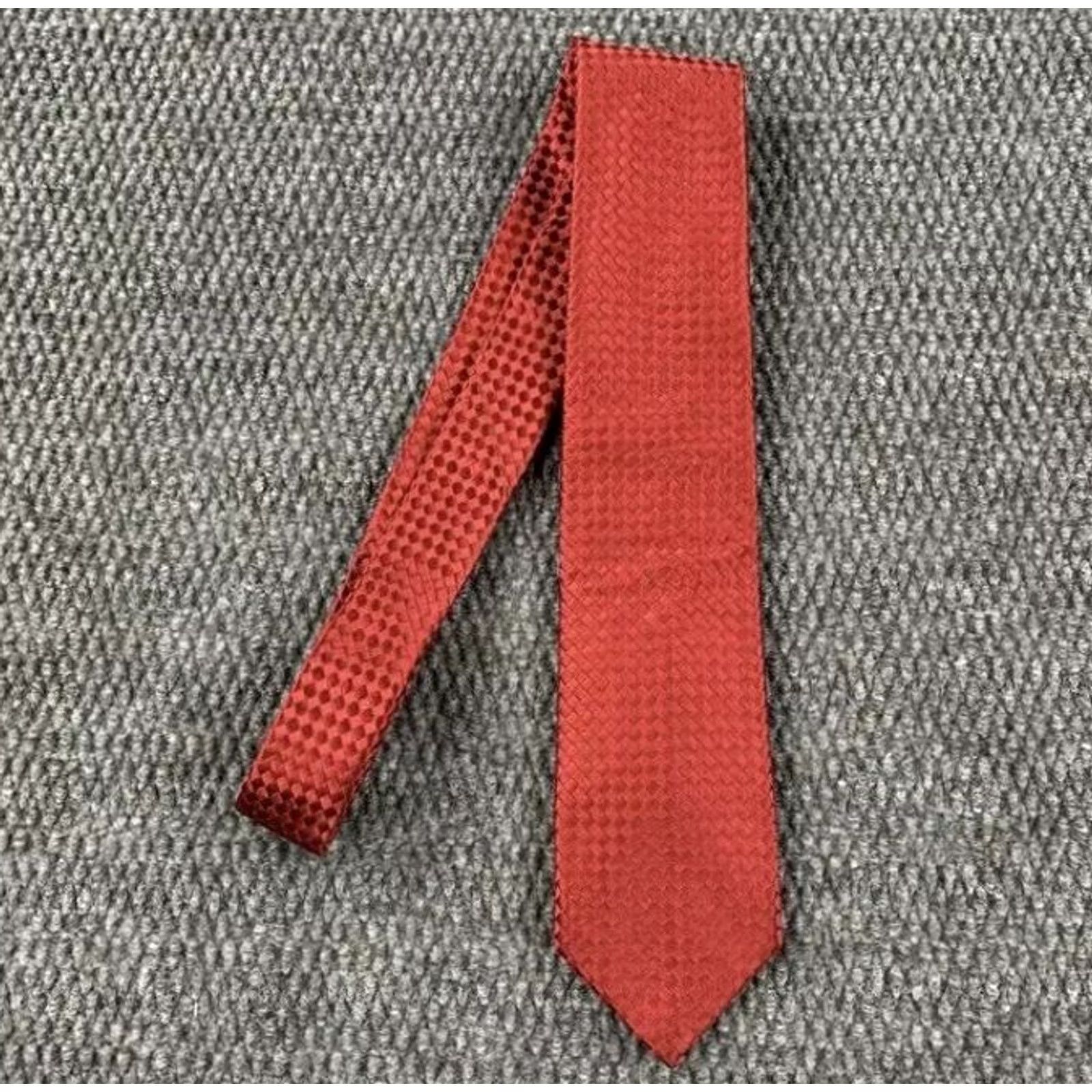 Countess Mara Countess Mara Men’s Luxury Red Woven 100% Silk Tie EUC Embroidered Crown Logo Size ONE SIZE - 5 Thumbnail