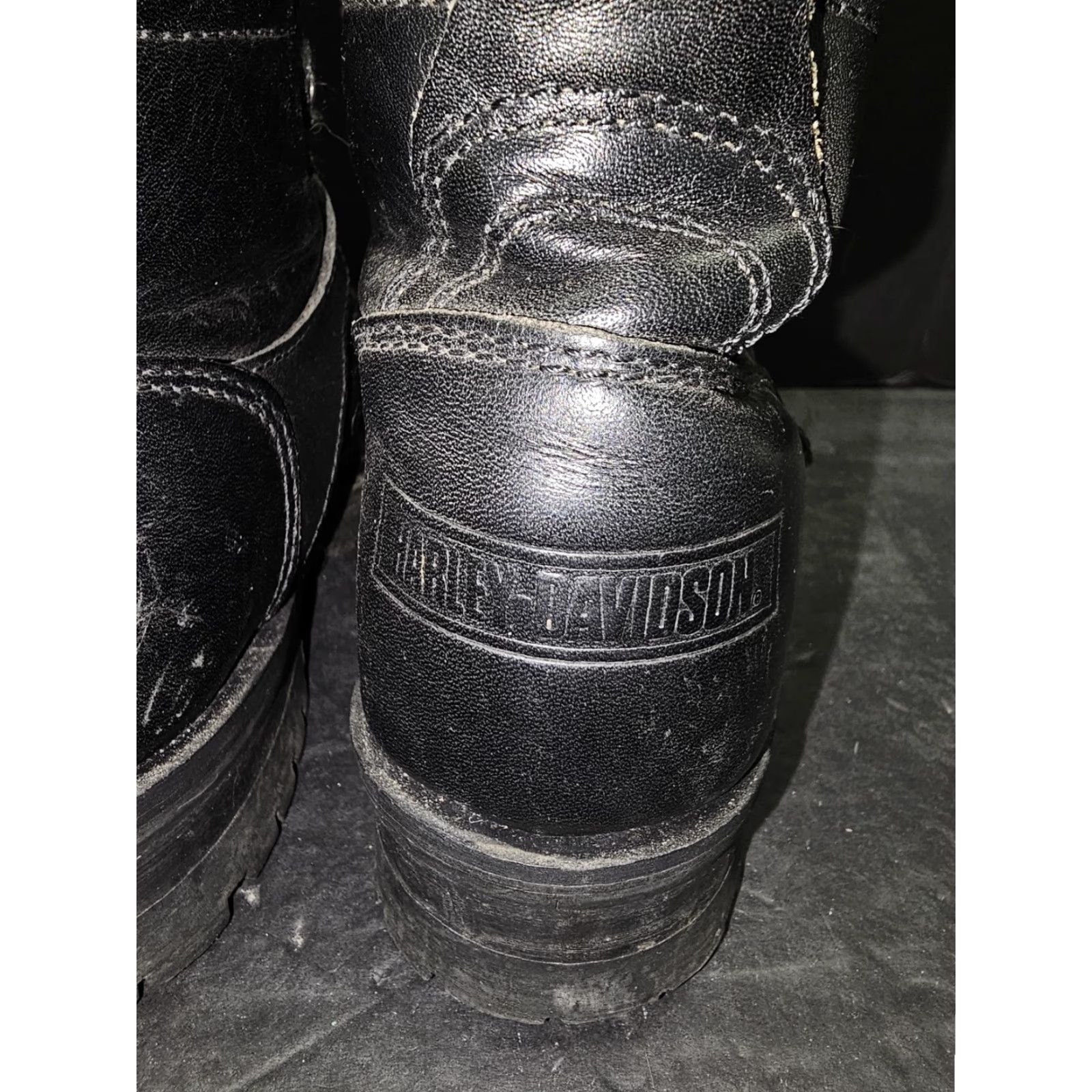 Harley Davidson VINTAGE Harley-Davidson Faded Glory Black Leather Motorcycle Boots Women's Size 7.5 HD Size US 6 / IT 36 - 5 Thumbnail