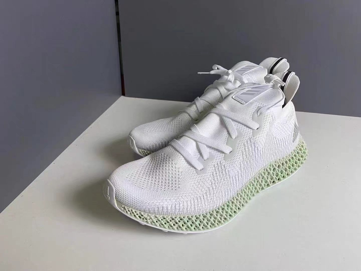 Adidas adidas Ultra 4D "Core White/Almost Lime" Running Shoes K15 Size US 13 / EU 46 - 1 Thumbnail