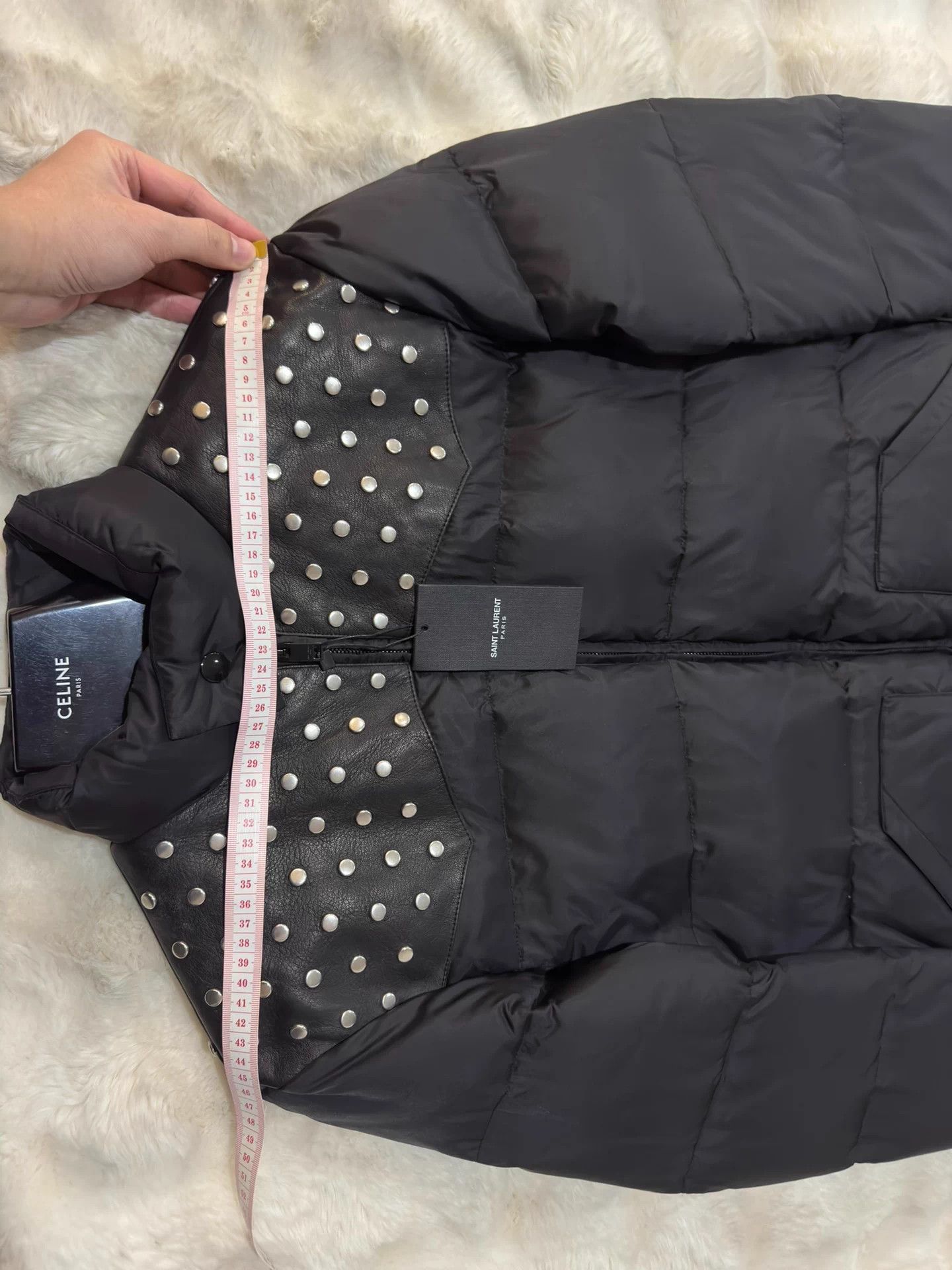 Saint Laurent Paris SLP 14 Studded Sheepskin Down Coat 48 New With Tags Size US M / EU 48-50 / 2 - 6 Thumbnail
