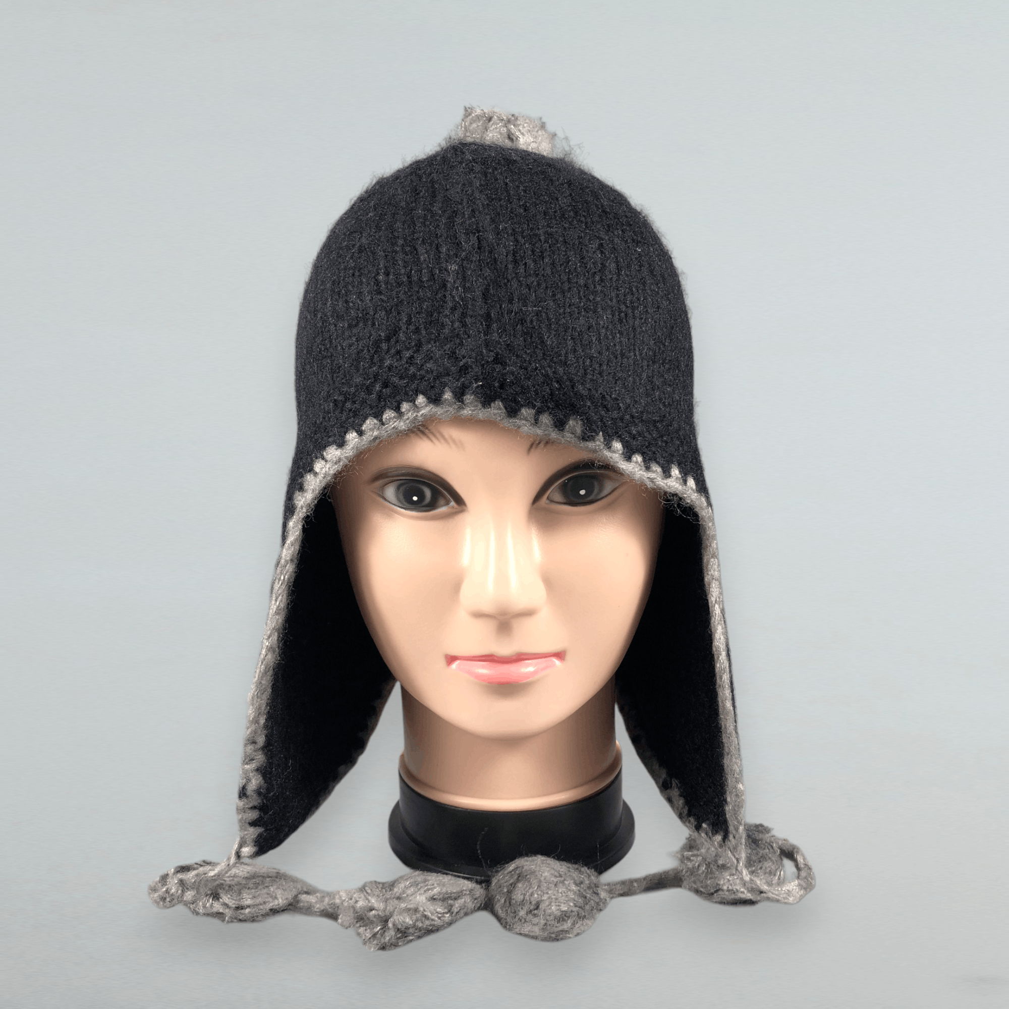 Japanese Brand × Vintage Black Earflap Beanie Hat Size ONE SIZE - 1 Thumbnail