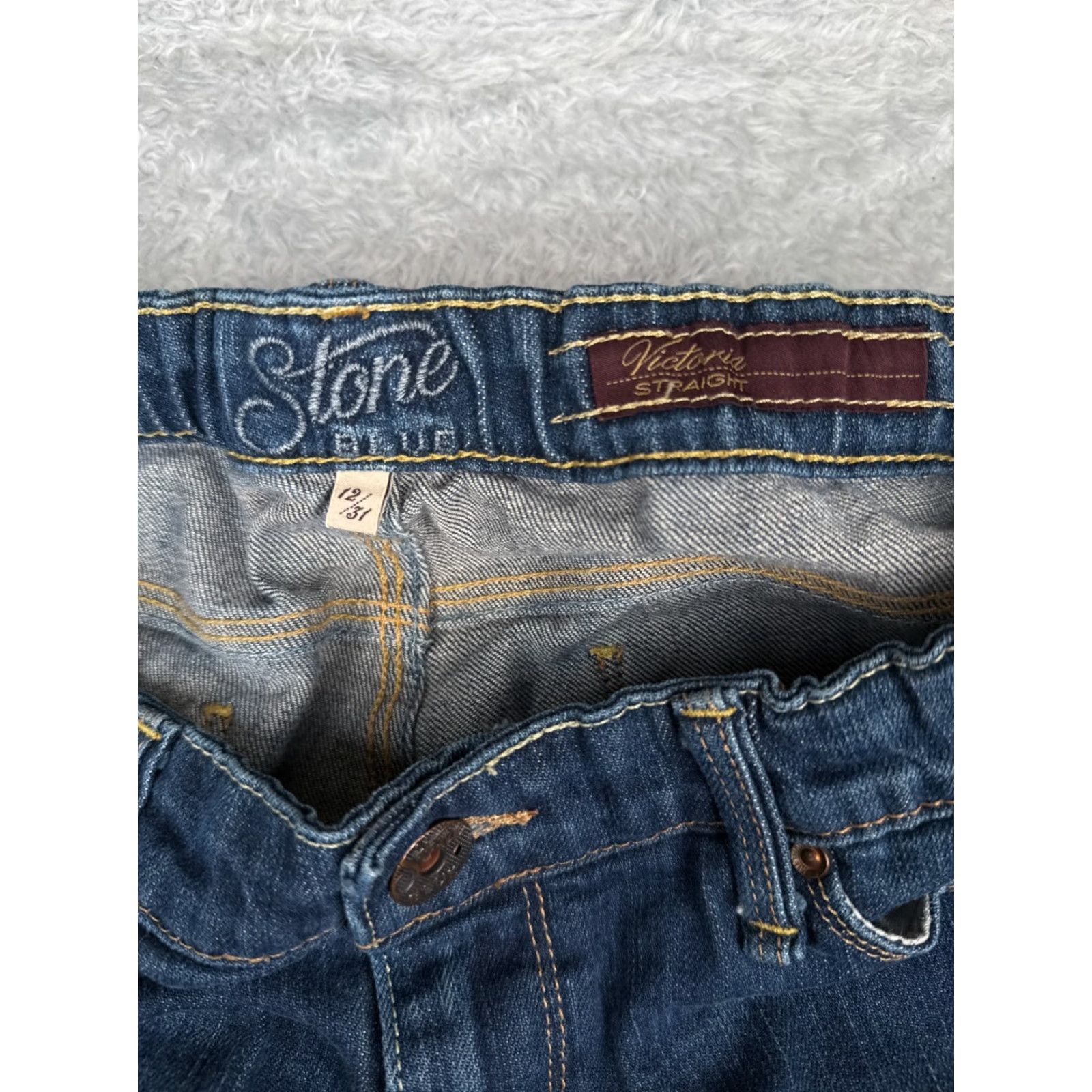 Gloria Vanderbilt Gloria Vanderbilt Jeans Women Stone Blue Denim 29x33 Straight Low Rise 12 Regular 5-Pocket Blue Cotton Blend Casual Vintage: No Size 34" / US 12 / IT 48 - 6 Thumbnail