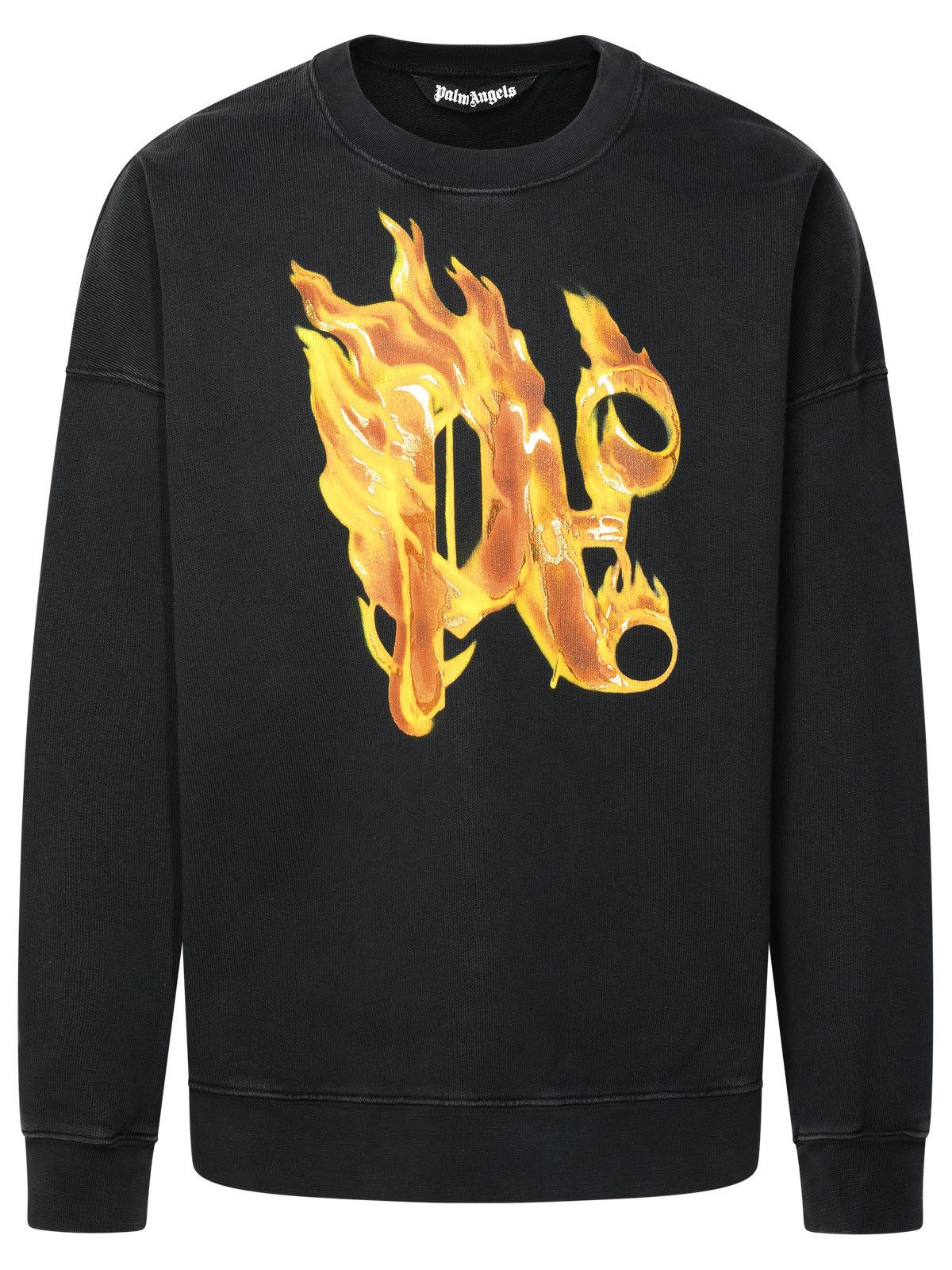 image of Palm Angels 'burning' Black Cotton Sweatshirt, Men's (Size XL)