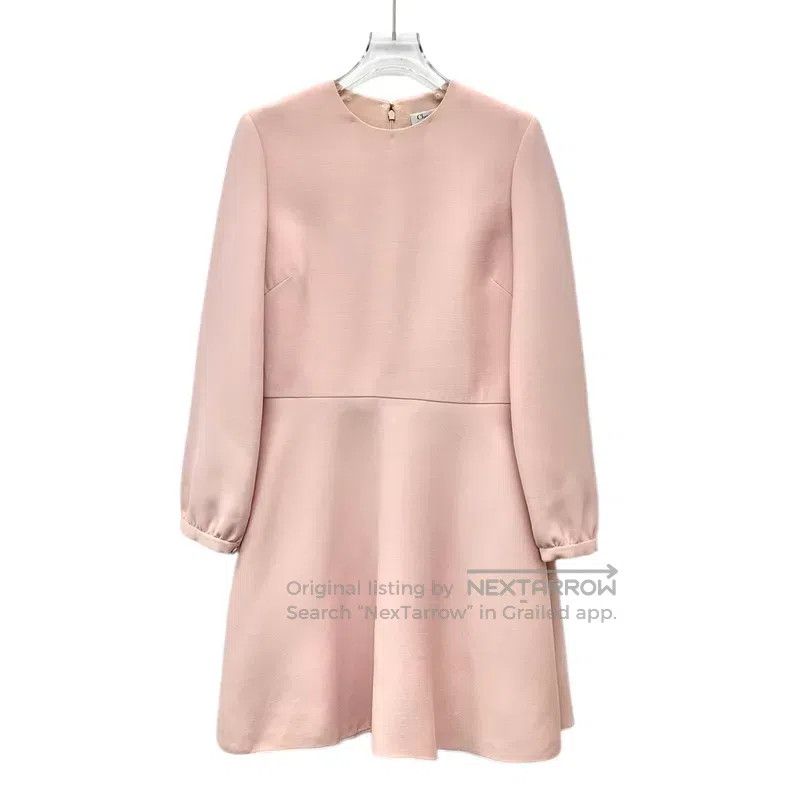Dior Dior Pink wool round-neck long-sleeved dress Size S / US 4 / IT 40 - 1 Thumbnail