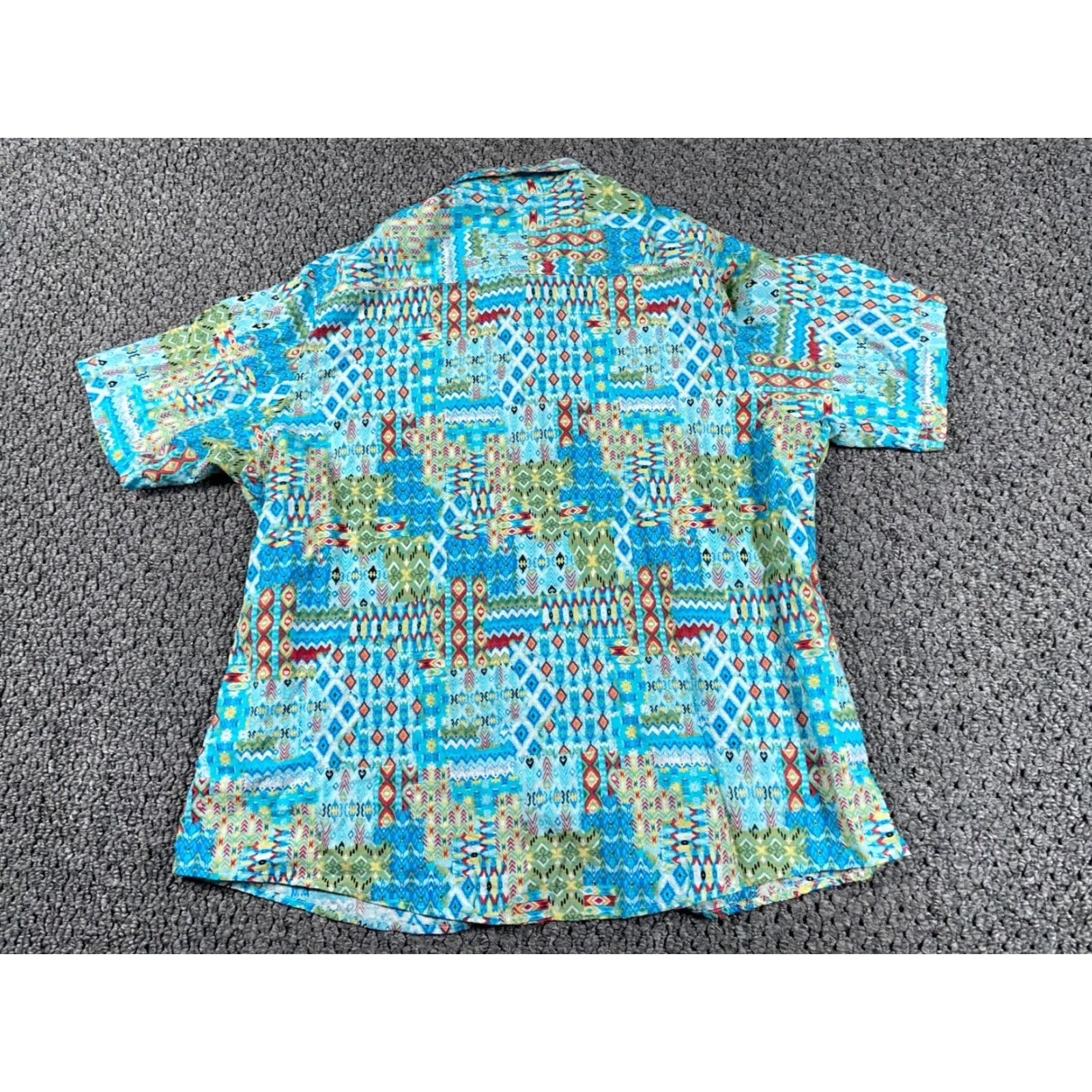 Vintage VINTAGE Geometric Shirt Adult 2XL Blue Aztec Southwestern Button-Down Collared Cotton-Viscose Regular Mens 90s Retro Bohemian Size US XXL / EU 58 / 5 - 2 Thumbnail