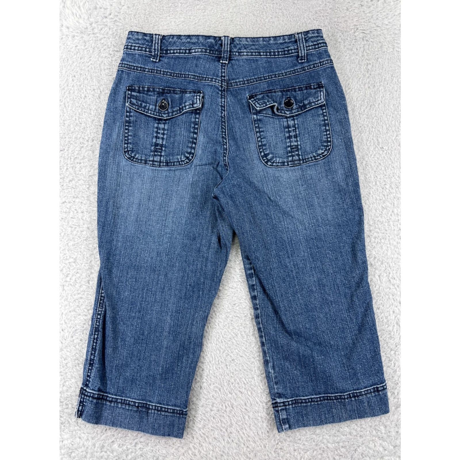 Gloria Vanderbilt Gloria Vanderbilt Women's Capris 6 Blue Denim Cotton Stretch Classic Retro 2010s Girls Size 28" / US 6 / IT 42 - 2 Thumbnail