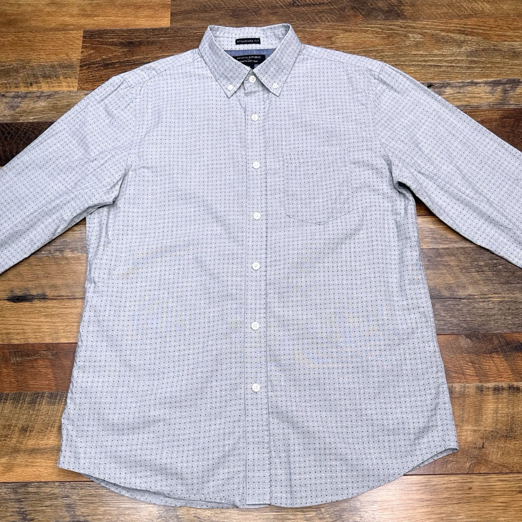 Banana Republic Banana Republic Shirt Mens M Green Button Up Stretch Soft Wash Geometric Knit Cotton Button-Down Collar Pockets Casual Workwear Regular Vintage No N/A Size US M / EU 48-50 / 2 - 3 Thumbnail