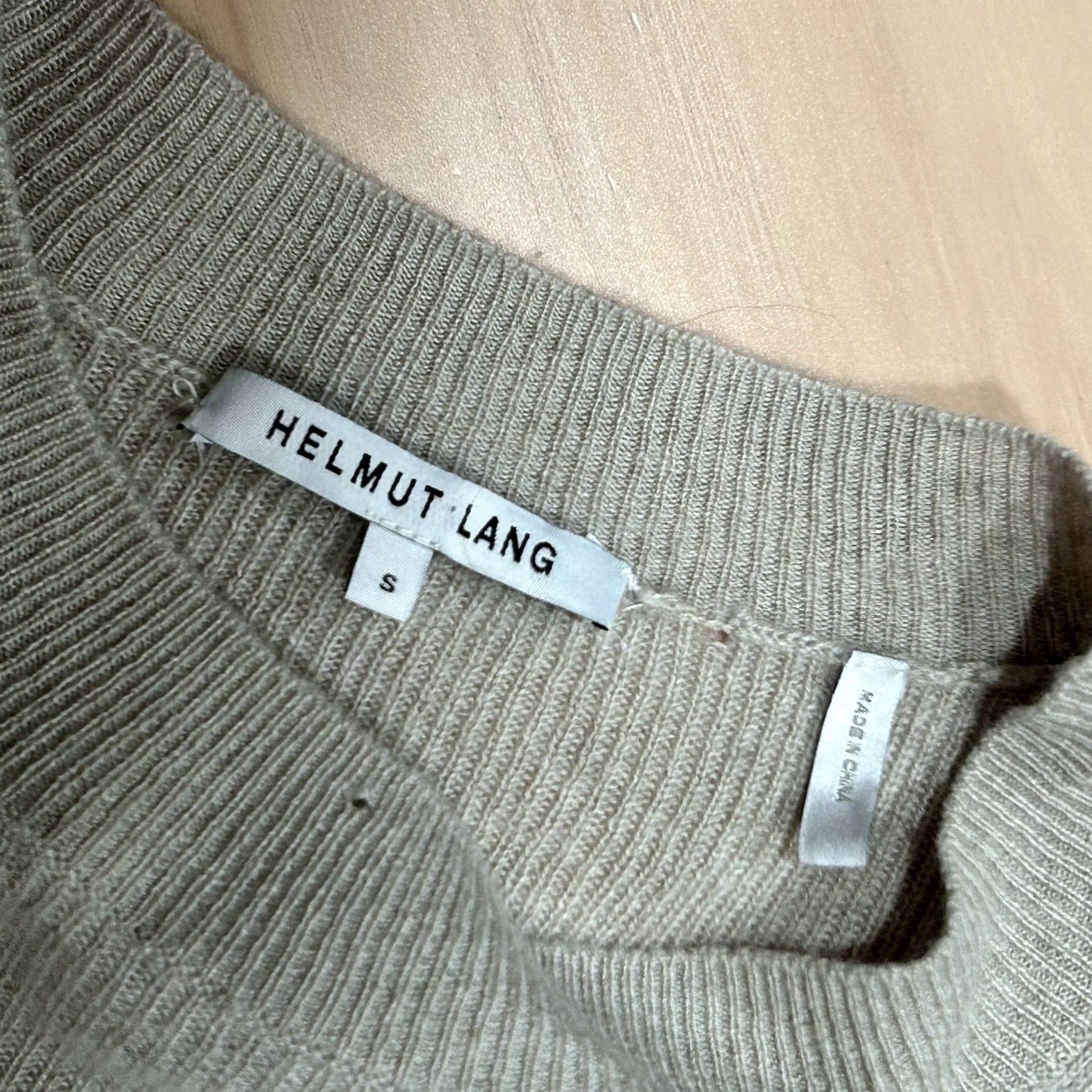 Helmut Lang VINTAGE Helmut Lang Cashmere Linen Ribbed Knit Sweater Long Sleeve Women’s S Tan Logo Crew Neck Pullover Women Size S / US 4 / IT 40 - 2 Thumbnail
