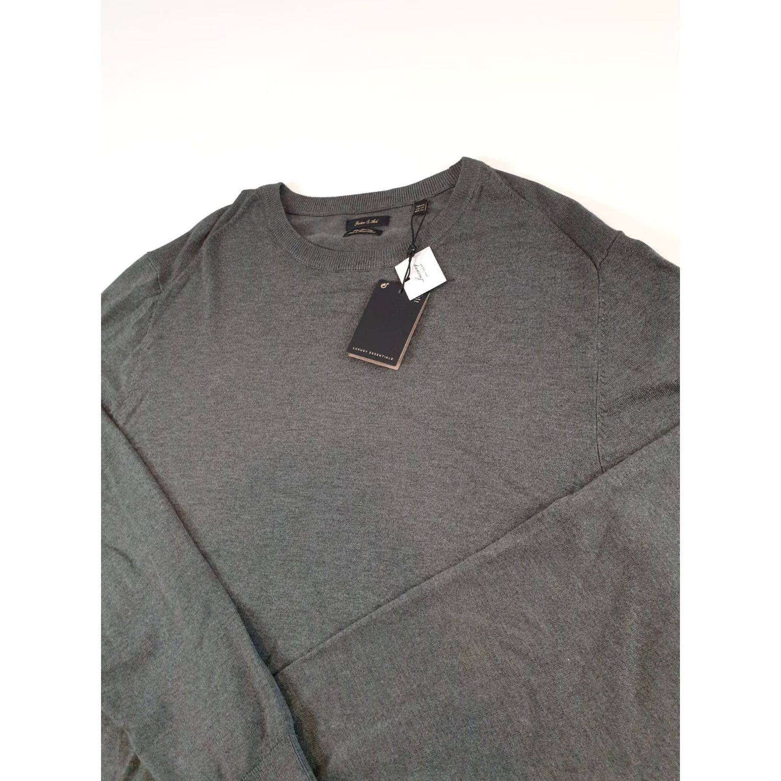 ASH Porter & Ash Sweater Men's 2XL Gray Knit Crew Neck Pullover NWT Viscose Nylon Stretch (Business, Casual, Travel) Size US XXL / EU 58 / 5 - 2 Thumbnail