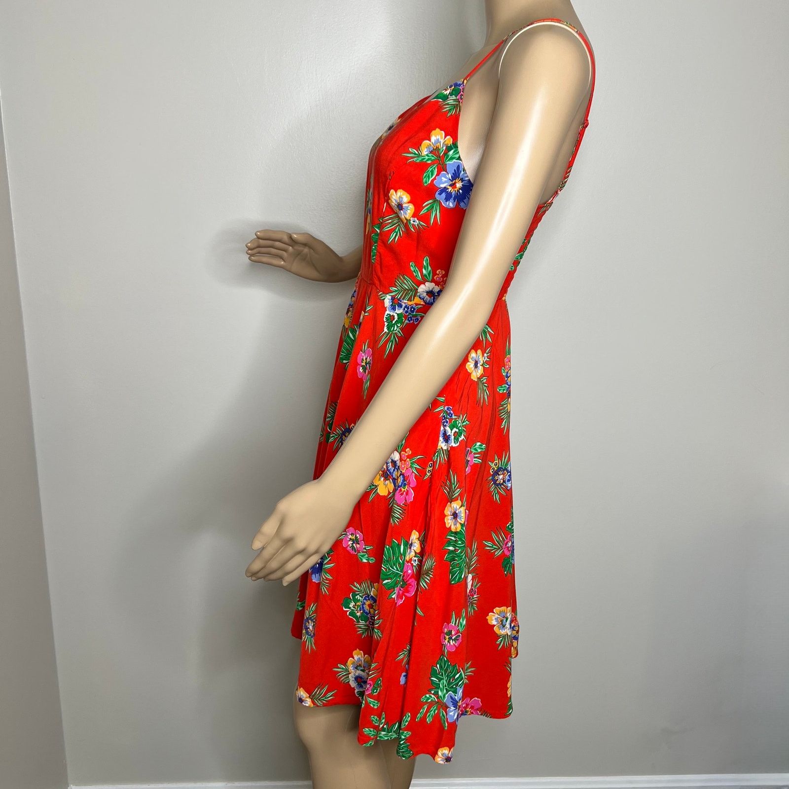 Old Navy Old Navy Orange Floral Sun Dress Size S / US 4 / IT 40 - 2 Thumbnail