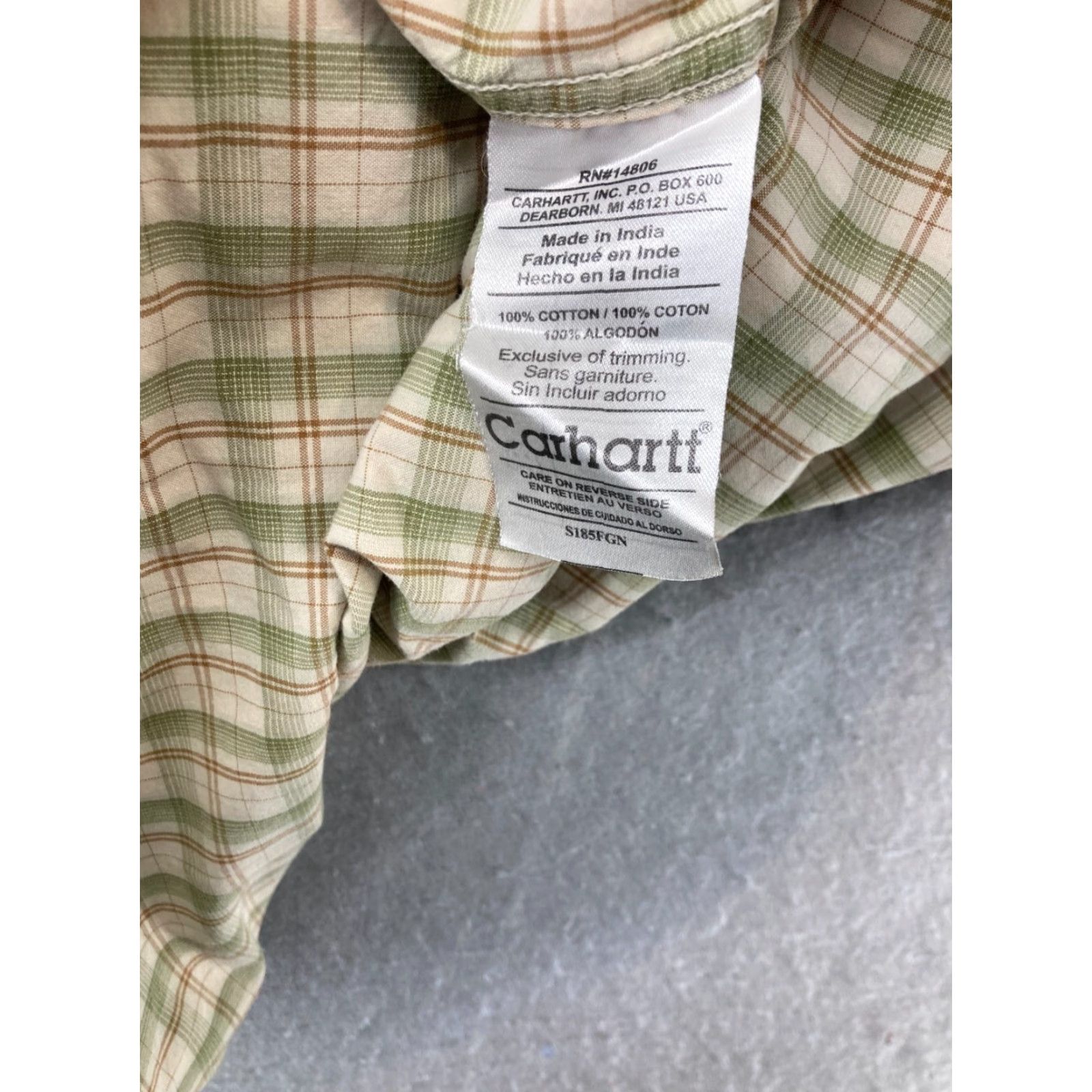Carhartt Carhartt Shirt Men Large Green Plaid Short Sleeve Button-Up Pocketed Casual Workwear Cotton Size US L / EU 52-54 / 3 - 7 Thumbnail
