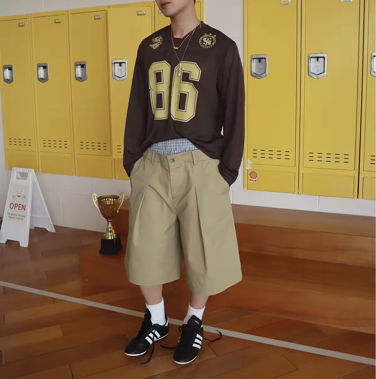 Other Streetwear Plaid Patchwork Loose Khaki Wide Leg Shorts Size US 32 / EU 48 - 4 Thumbnail