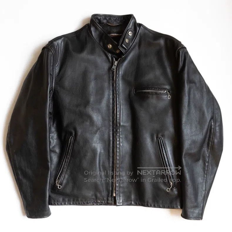 Schott Schott Straight stand-up collar leather jacket Size US XL / EU 56 / 4 - 1 Thumbnail