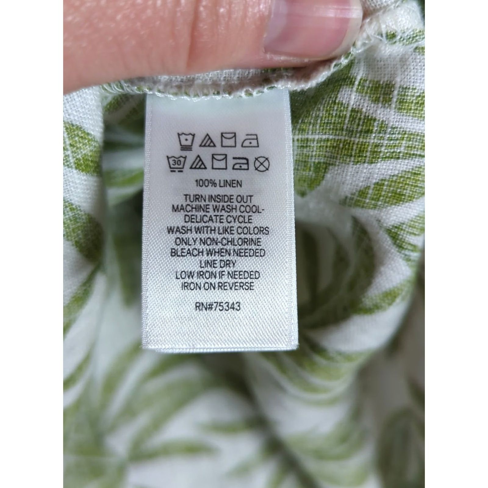 Nicole Miller Nicole Miller Green Tropical Print 1X Linen Popover Tunic Boho Beach Blouse Size XL / US 12-14 / IT 48-50 - 7 Thumbnail