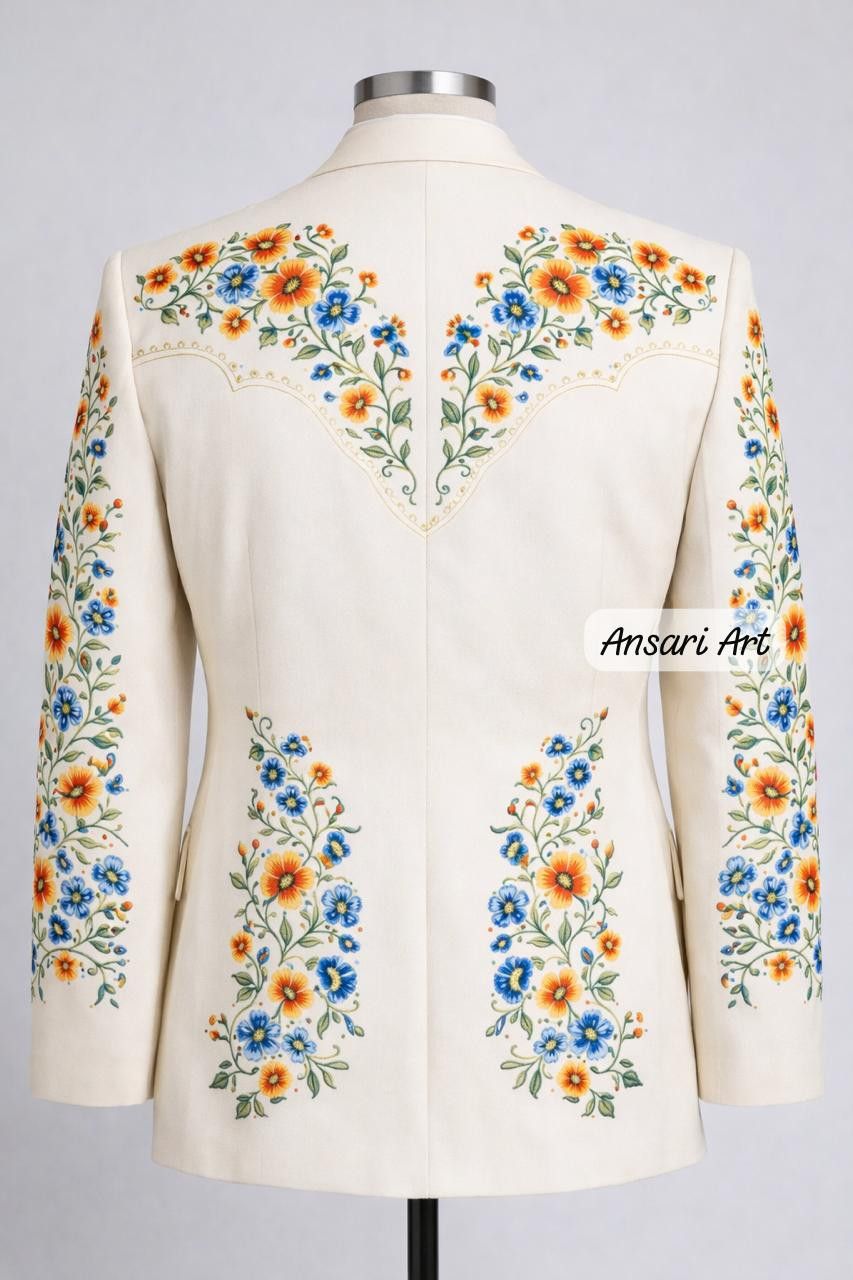 Other Men 2PC Customized Floral Embroidery Cowboy Nudie Outfit Size 40L - 4 Thumbnail