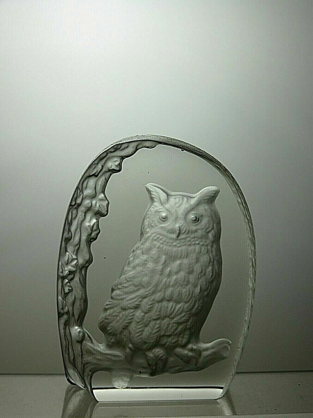The Unbranded Brand Wedgwood Crystal Etched Eagle Owl Paperweight Ornament 4 1/8 Size ONE SIZE - 4 Thumbnail