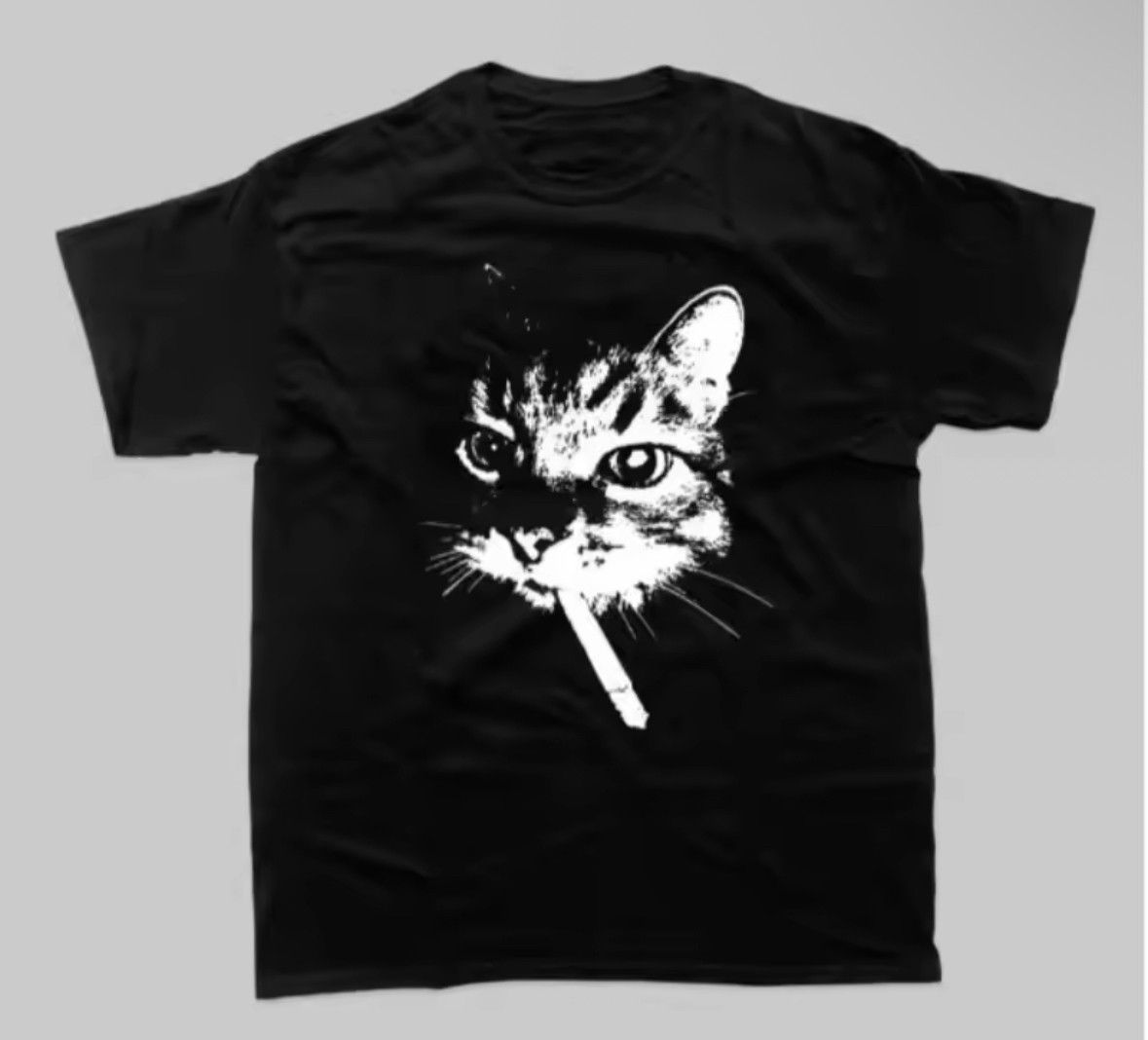 Other Streetwear Retro Smoking Cat Cross Print T-Shirt Punk Size US XXL / EU 58 / 5 - 1 Thumbnail
