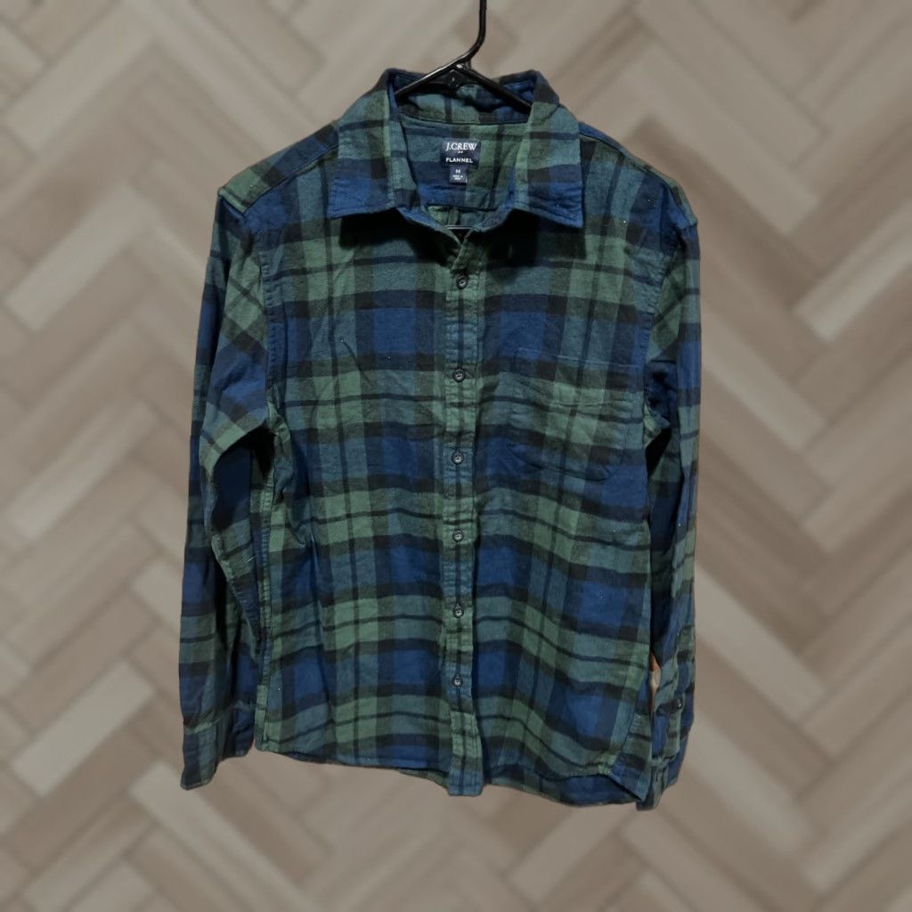 J.Crew J.CREW Shirt Mens M Button-Down Long Sleeve Slim Fit Blue Green Plaid Cotton Size US M / EU 48-50 / 2 - 1 Thumbnail