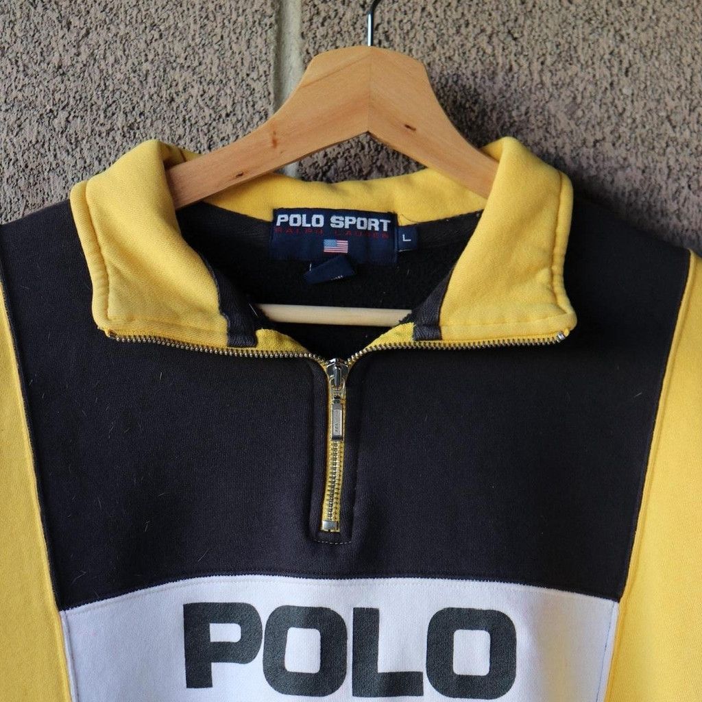 Polo Ralph Lauren Polo Sport yellow quarter zip sweatshirt #skater #90s Size US L / EU 52-54 / 3 - 3 Thumbnail