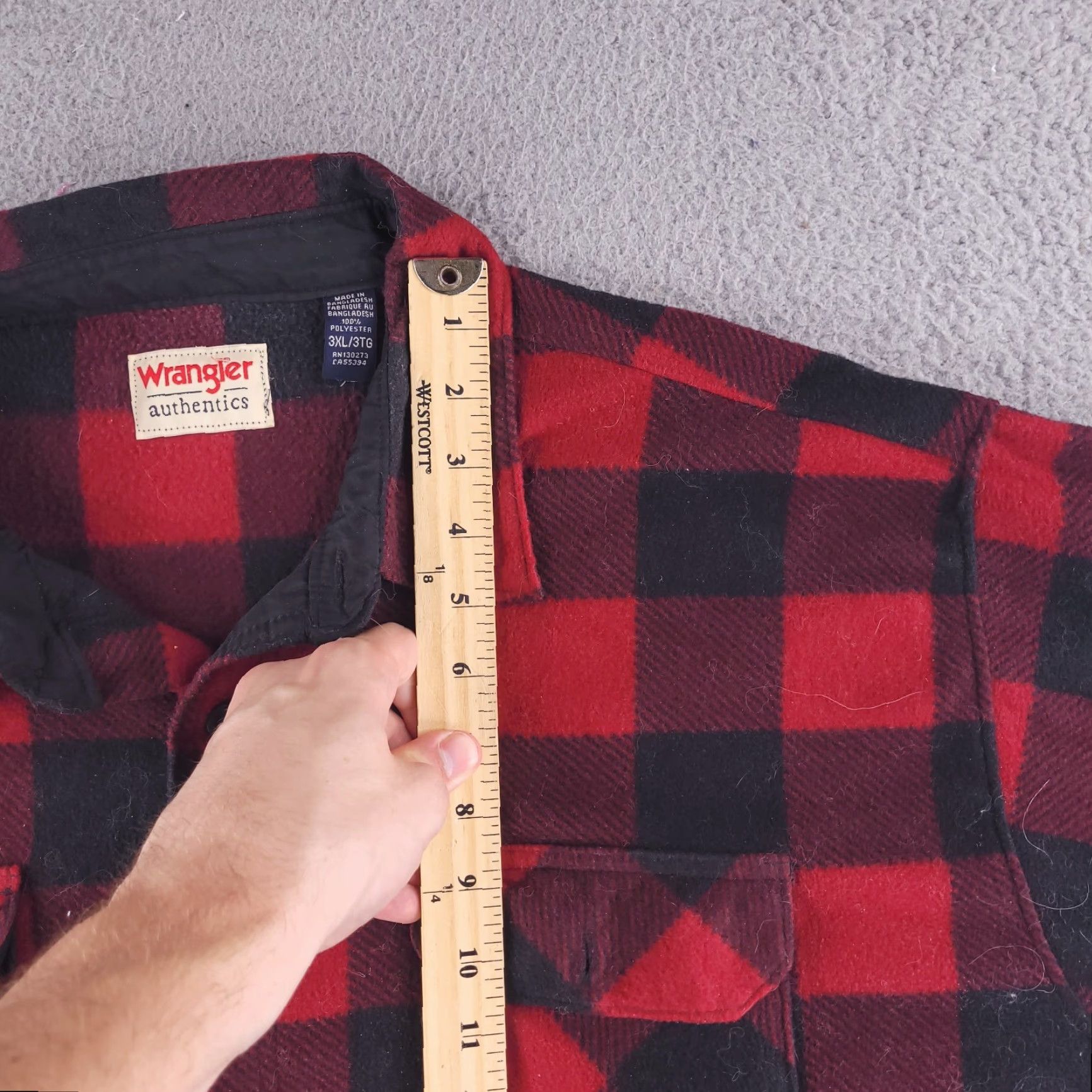 Wrangler Wrangler Shirt Mens 3XL Red Black Polyester Flannel Work Casual Warm Checks Long Sleeve Button-Up Multicolor Mens Size US XXL / EU 58 / 5 - 5 Thumbnail