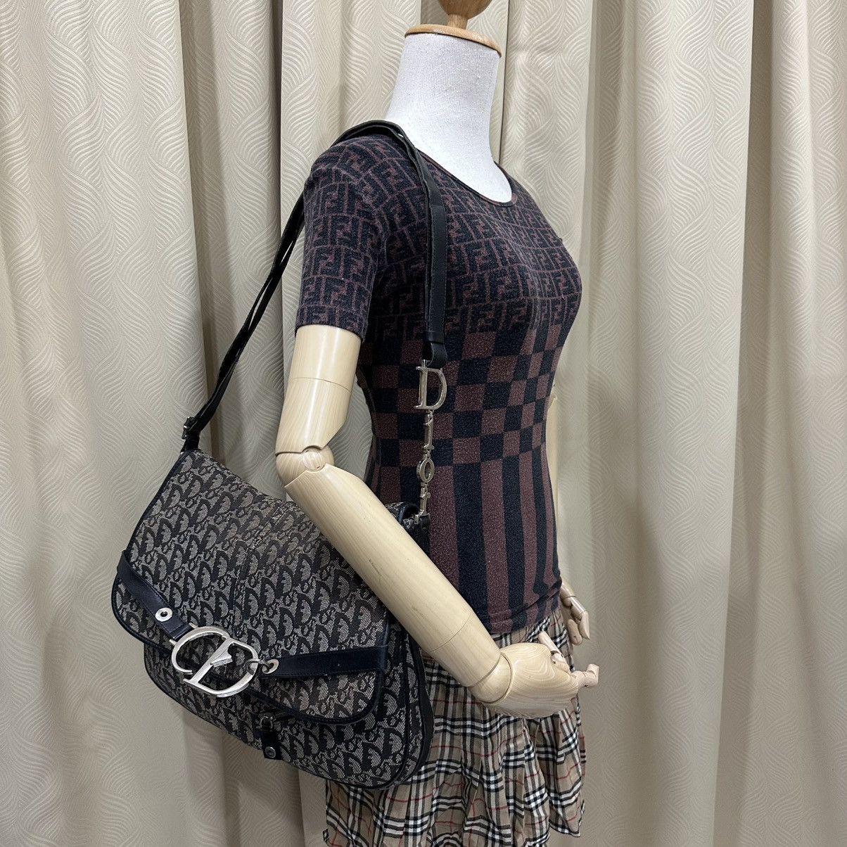 Dior CHRISTIAN DIOR OBLIQUE CANVAS MESSENGER CD BIG LOGO BAG Size ONE SIZE - 13 Thumbnail