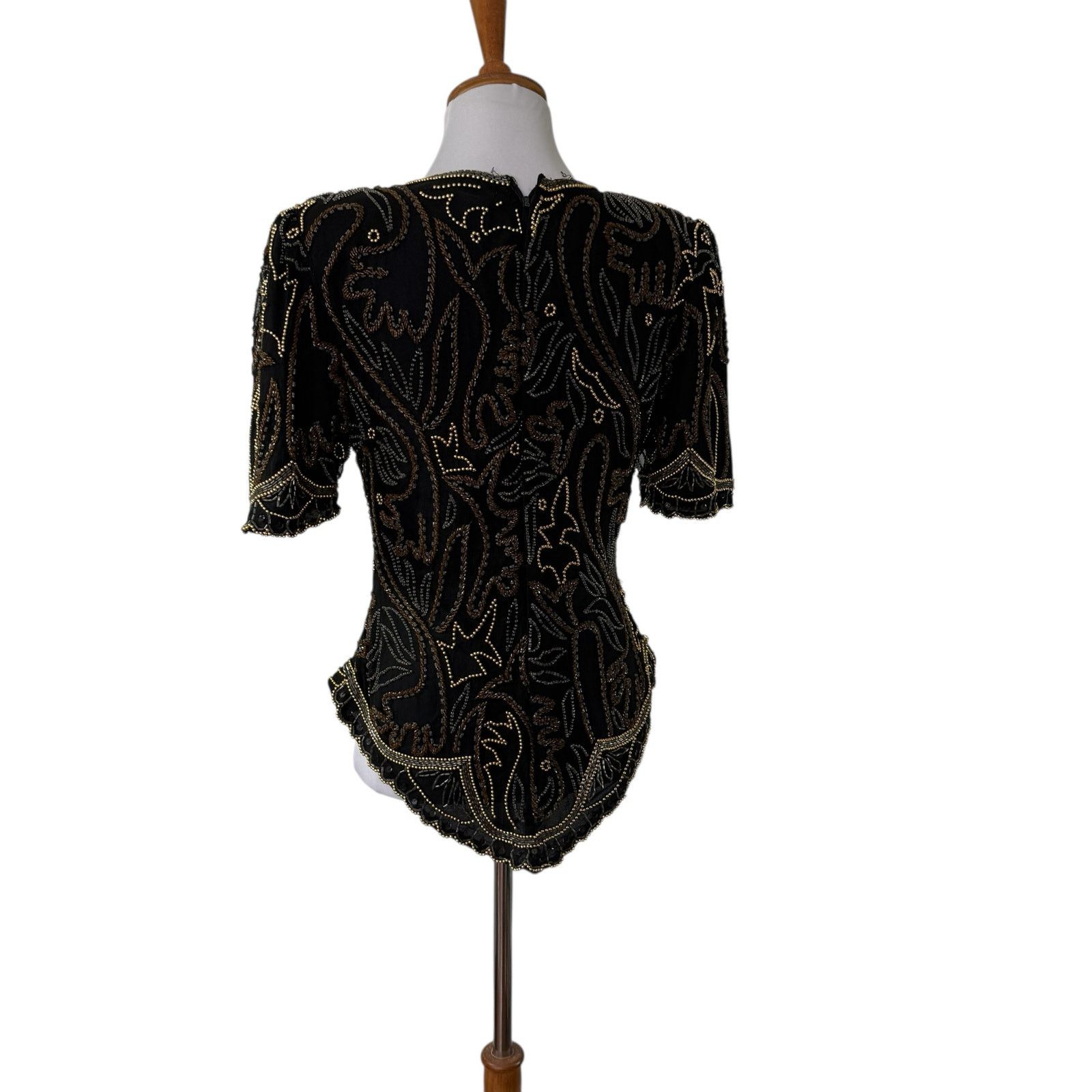 Vintage Vintage Lawrence Kazar Silk Sequin Blouse Cocktail Top M Size M / US 6-8 / IT 42-44 - 8 Thumbnail