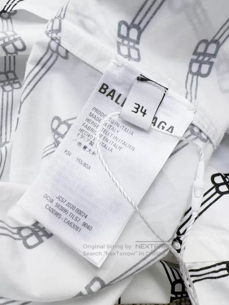 Balenciaga Balenciaga Black and White Color Logo Printed Loose Shirt Size XXS / US 00 / IT 34 - 5 Thumbnail