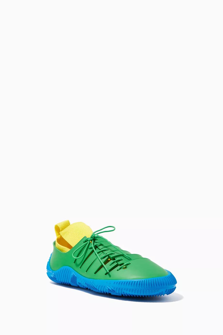 Bottega Veneta o1y0725 Rubber Low-Top Sneakers in Green/Yellow Size US 5 / IT 35 - 2 Thumbnail
