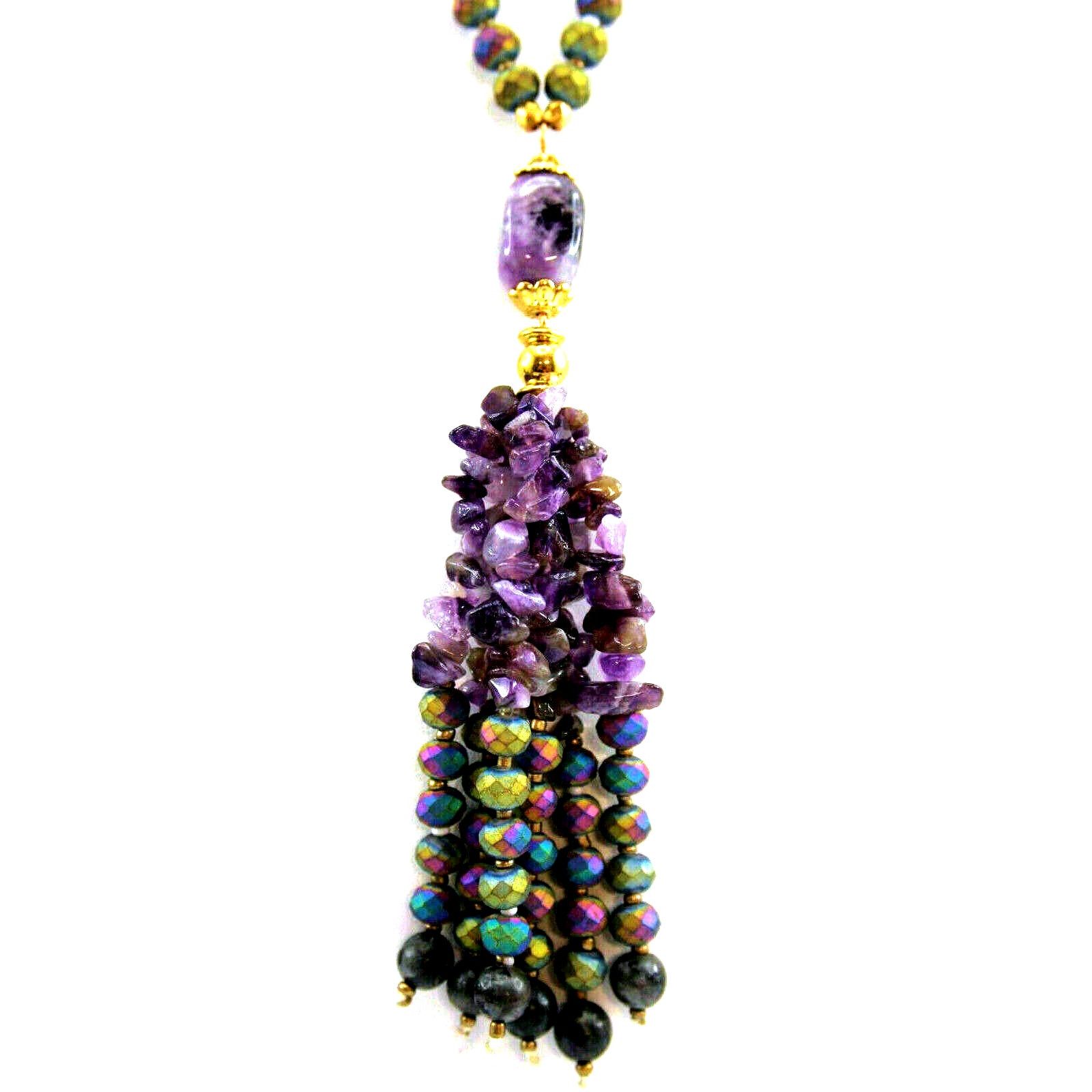 The Unbranded Brand Genuine Amethyst Necklace Multicolor Aurora Borealis Beads Size ONE SIZE - 3 Thumbnail