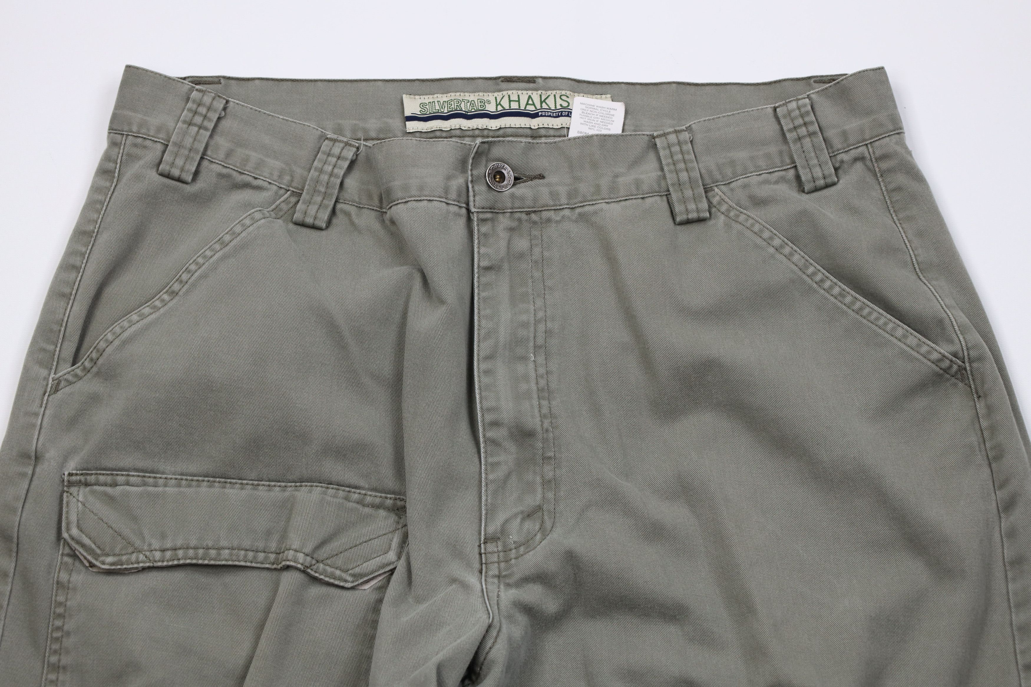 Levi's Vintage 90s Levis Silvertab Loose Wide Leg Cargo Pants Green Size US 36 / EU 52 - 2 Thumbnail