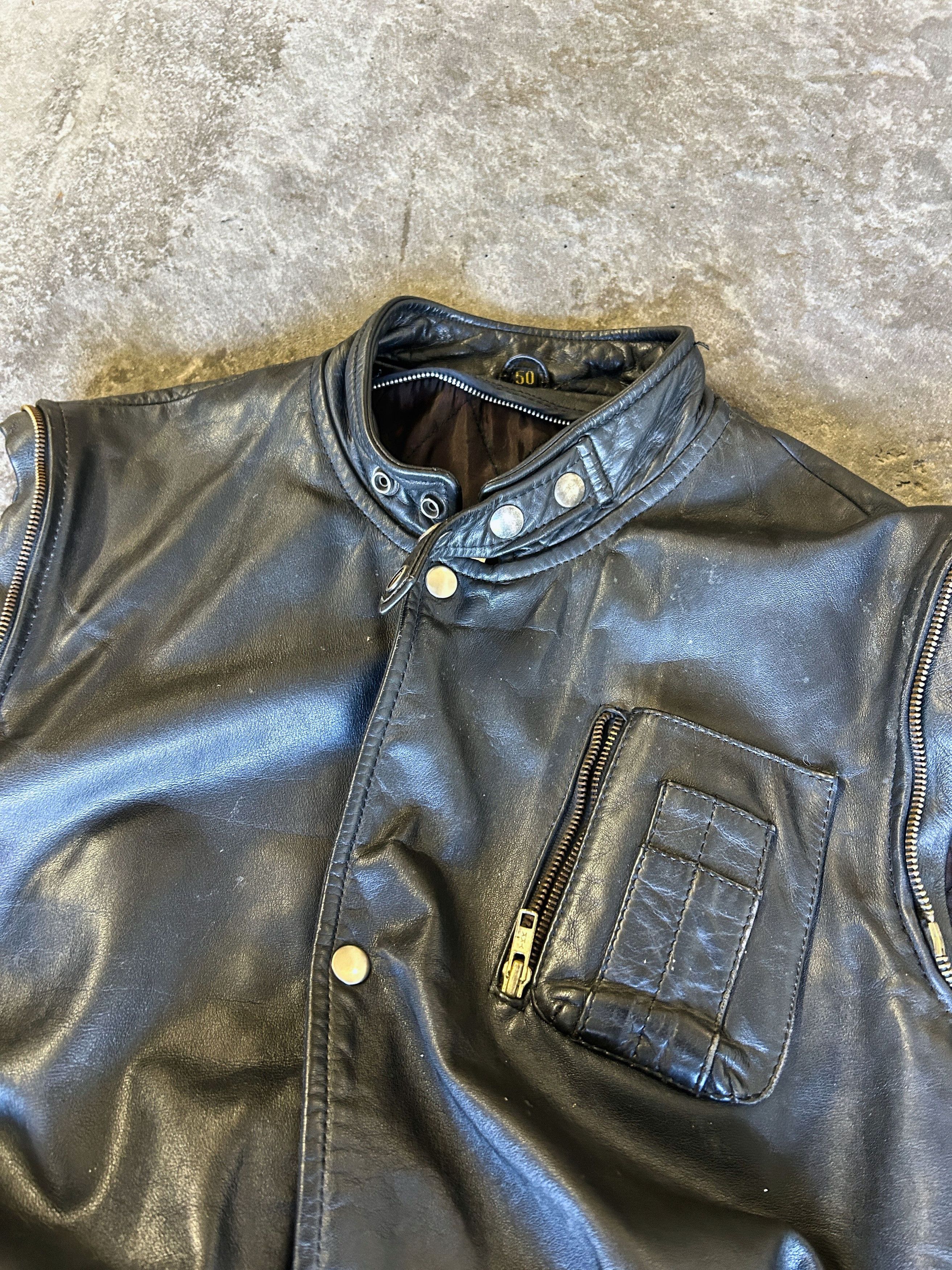 Japanese Brand Vintage Leather Cafe Racer Jacket Minimal Biker Style Size US M / EU 48-50 / 2 - 16 Thumbnail
