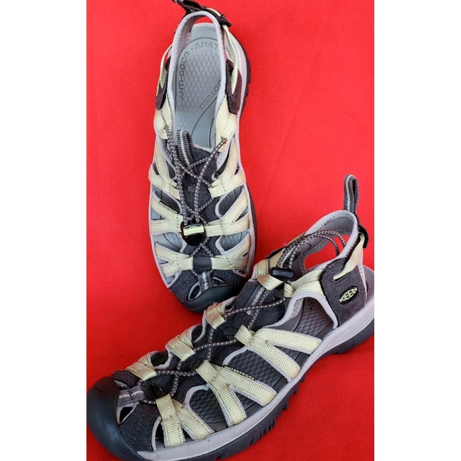 KEEN VINTAGE Keen Women's Whisper Sandals 8.5M Light Green No Tie Elastic Lacing Cushioned Sandal Womens Shoes Green Sport Sandals Mens/Mens Size US 7 / IT 37 - 2 Thumbnail