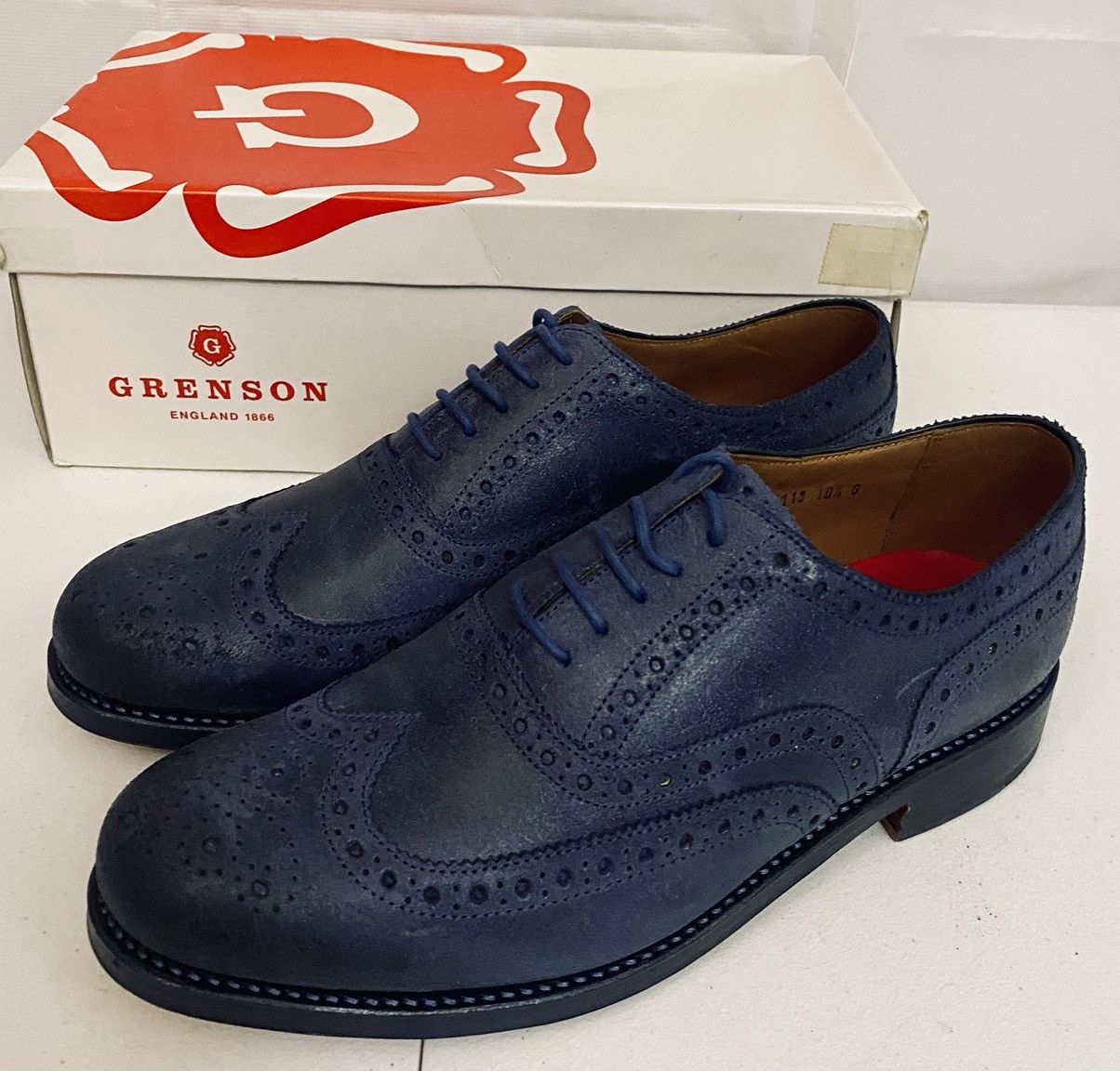 Grenson GRENSON 5033 Stanley Blue Raw Leather Brogue 11.5 New Size US 11.5 / EU 44-45 - 8 Thumbnail