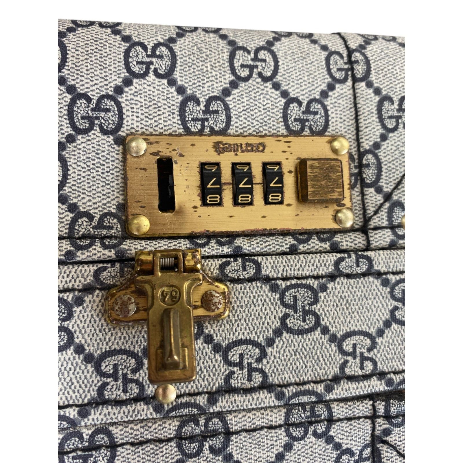Gucci 1970s Monogram Webstripe Gray Suitcase Size ONE SIZE - 12 Thumbnail