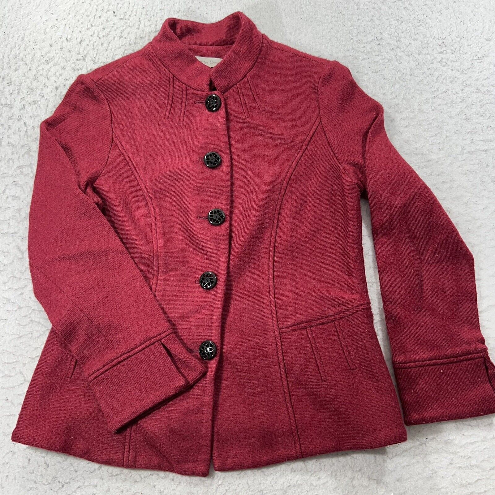 Coldwater Creek Coldwater Creek Knit Jacket Button Front Burgundy Acrylic Size M / US 6-8 / IT 42-44 - 1 Thumbnail
