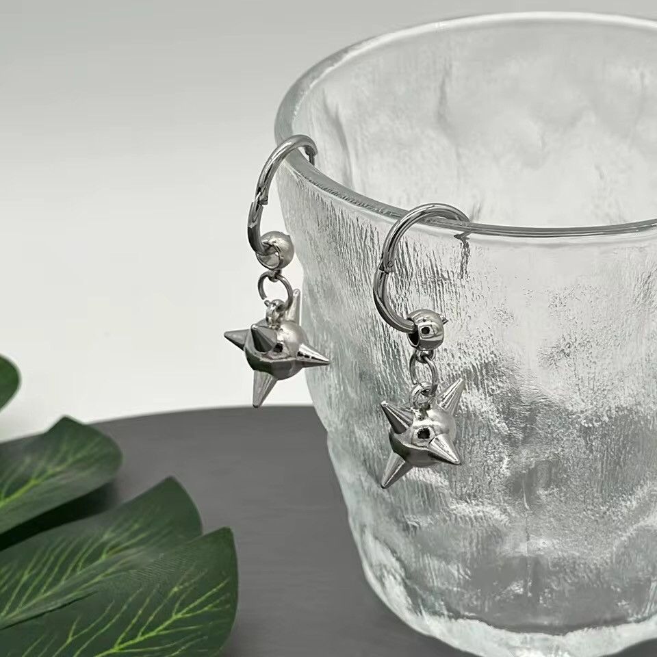 Jewelry Spiky Ball Hoop Dangle Earrings Size ONE SIZE - 4 Thumbnail
