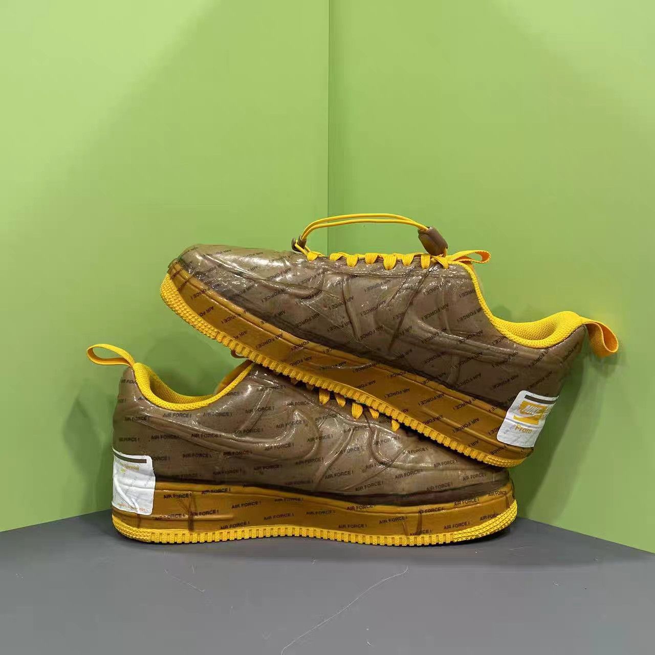 Nike Nike Air Force 1 Brown Yellow Sneakers K15 Size US 10 / EU 43 - 5 Thumbnail