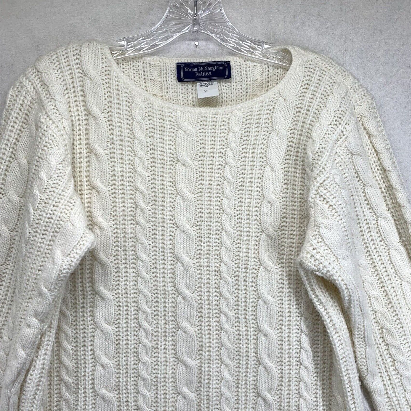 Vintage VINTAGE Norton McNaughton Women’s Sweater Cable Knit Pullover S White Casual 80s 90s USA Size S / US 4 / IT 40 - 3 Thumbnail