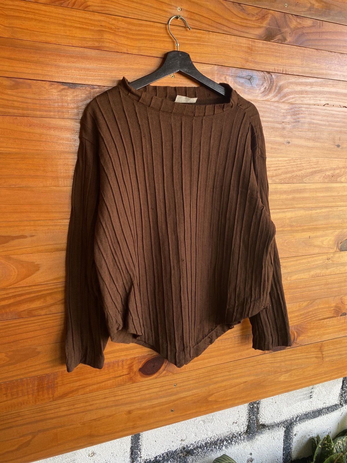 Issey Miyake Vintage HAI Sporting Gear Brown Ribbed Knit Top Issey Miyake Size M / US 6-8 / IT 42-44 - 5 Thumbnail