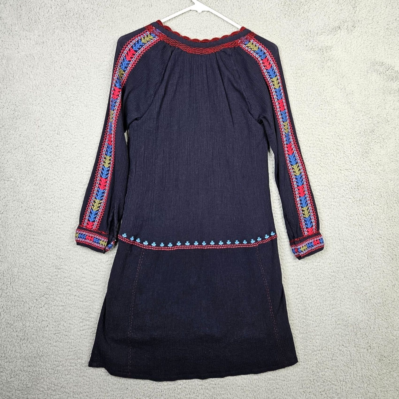 Vintage Roberta Roller Rabbit Women's Navy Long Sleeve Oditi Dress XS Size XS / US 0-2 / IT 36-38 - 7 Thumbnail