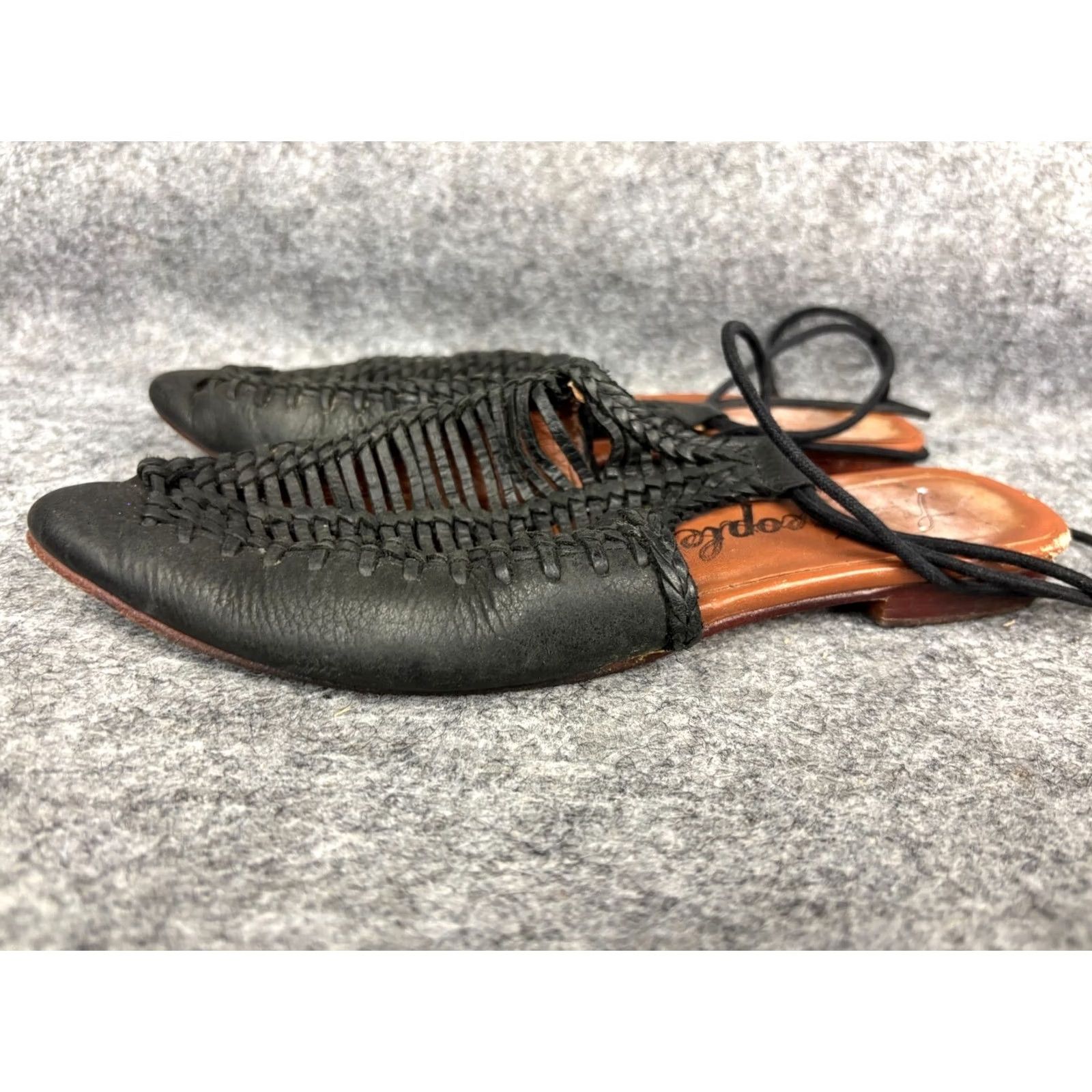 Free People VINTAGE Free People Dana Woven Flat Mule Women's EU 36 Black and Brown Strap Shoes Size US 5 / IT 35 - 2 Thumbnail