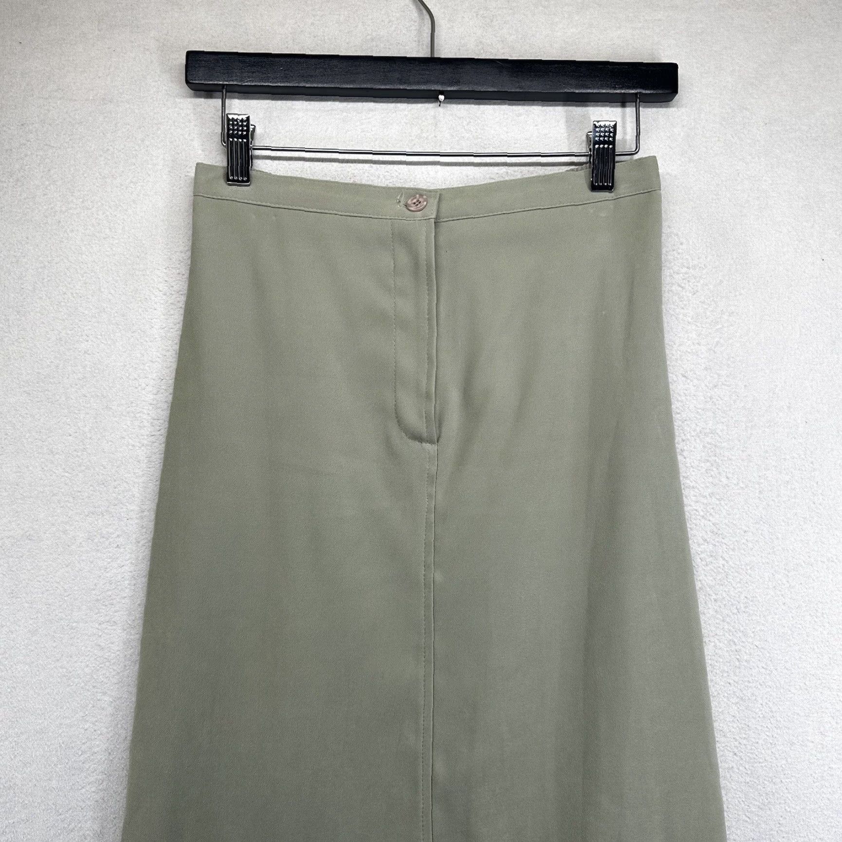 Vintage VINTAGE Clio Maxi Skirt Women's Petite Medium PM Light Green Polyester Spandex A-Line 80s 90s Button Stitch Pull On Casual Party/Cocktail USA Size 32" / US 10 / IT 46 - 4 Thumbnail
