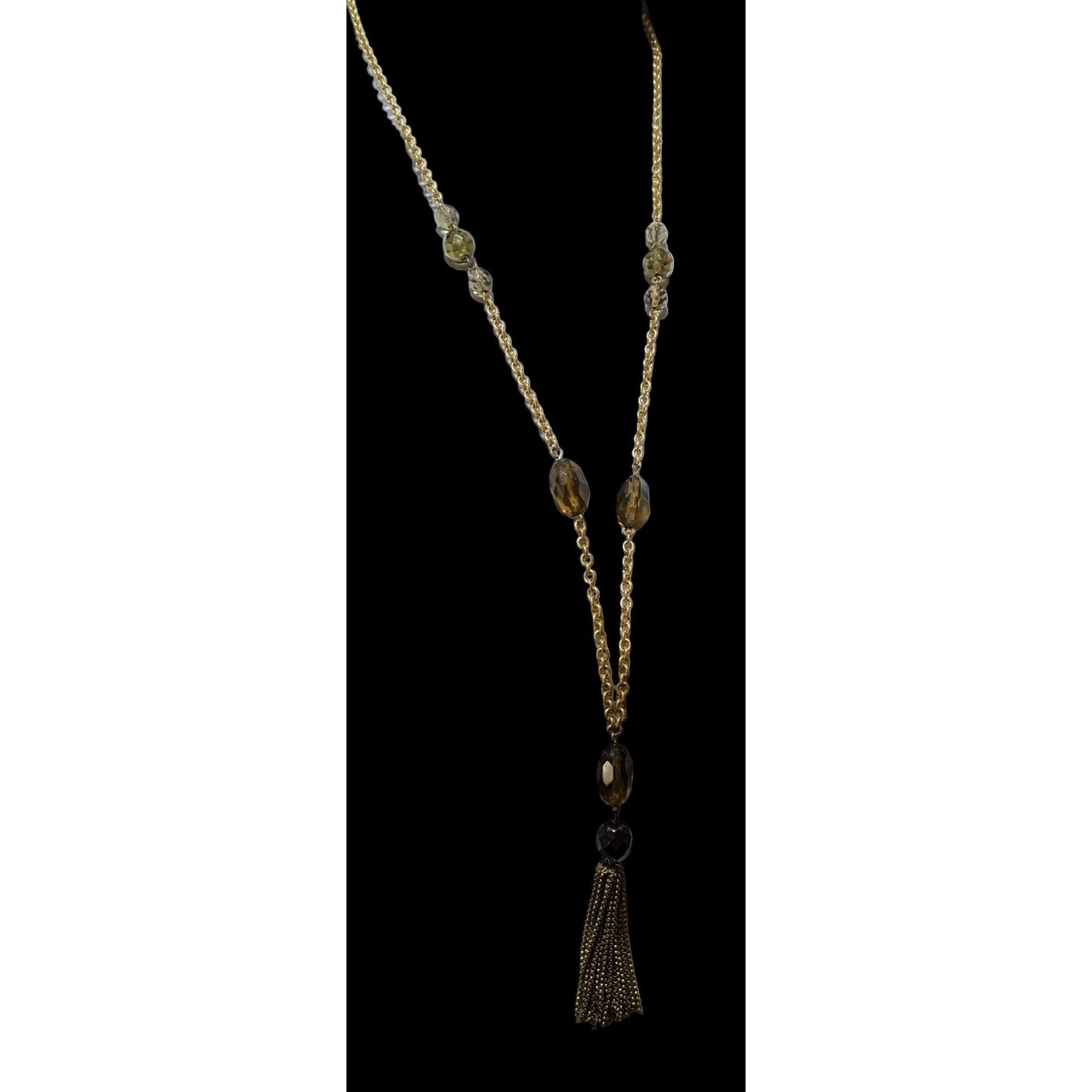 Other Glass Beaded Gold Chain Tassel Necklace Size ONE SIZE - 6 Thumbnail