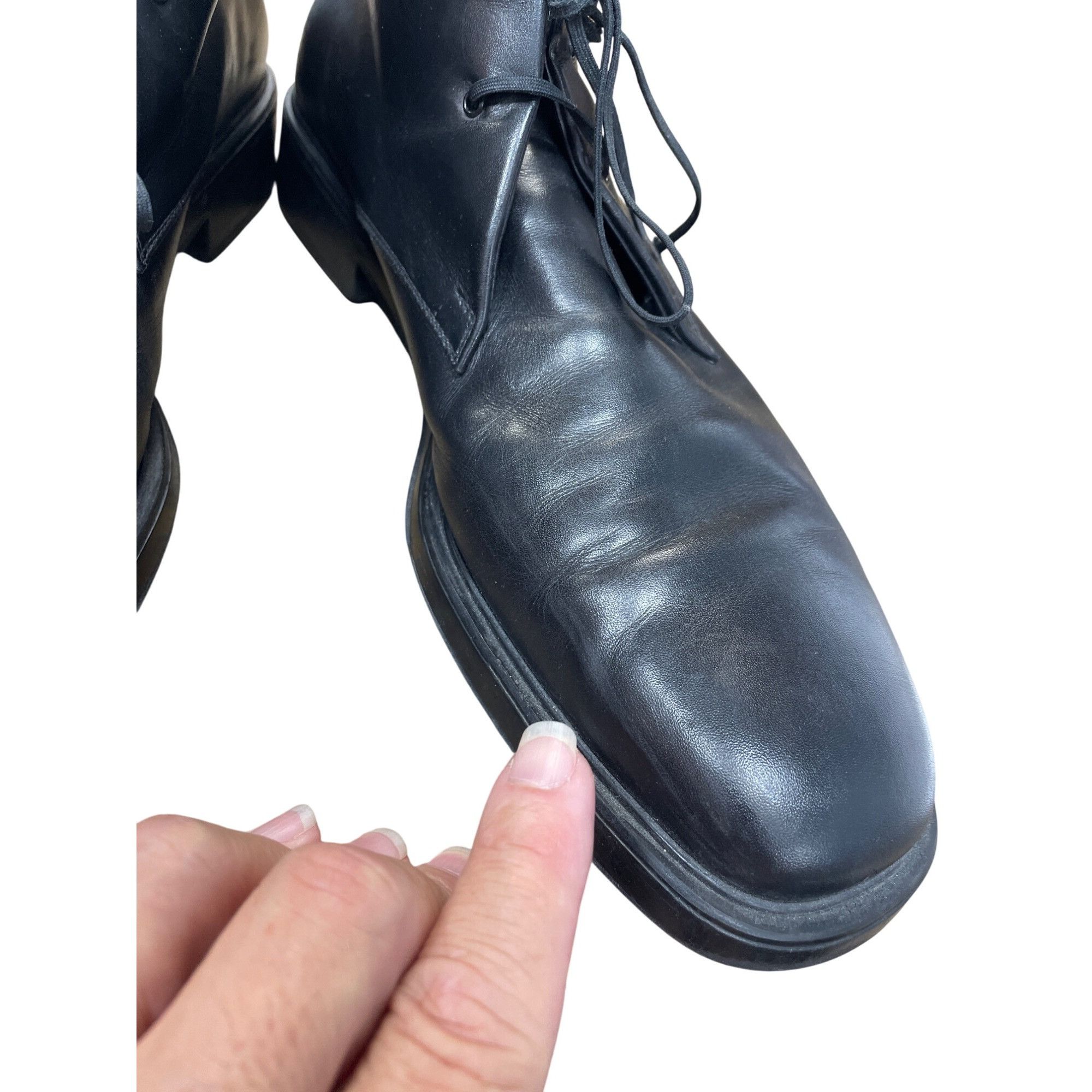 Salvatore Ferragamo Salvatore Ferragamo Mens Italian Black Leather Chukka Boots Size US 12 / EU 45 - 12 Thumbnail