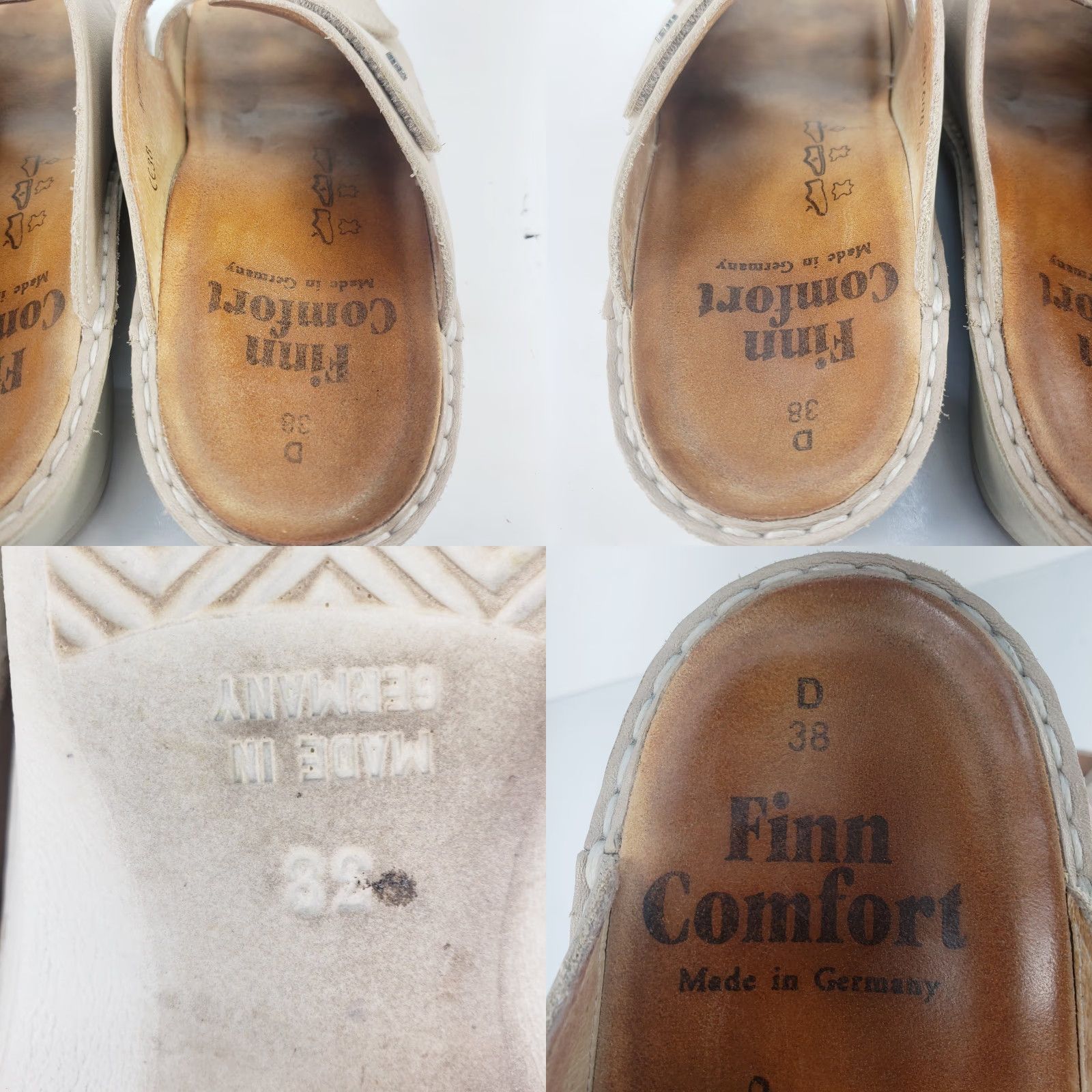 Vintage Finn Comfort Sandal Women Slide Sansibar 7.5D Wide 38 Beige Leather Hook & Loop Arch Support Slip Resistant Casual Travel Summer Size US 8 / IT 38 - 10 Thumbnail