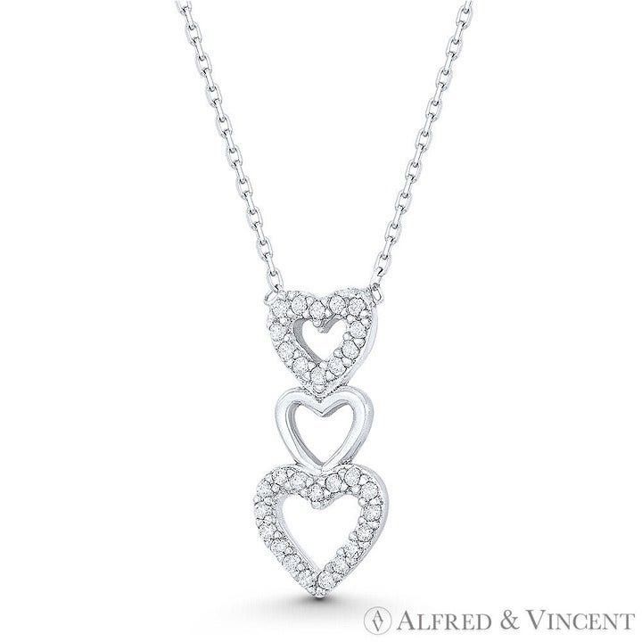Other Triple-Heart Charm CZ Crystal Charm Pendant & Necklace Size ONE SIZE - 1 Preview