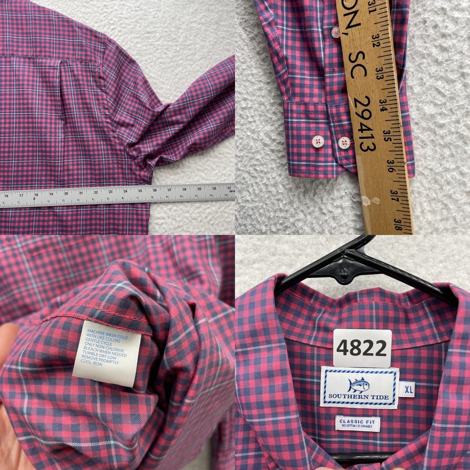Southern Tide Southern Tide Shirt Mens XL Classic Fit Red Blue Gingham Check Plaid Preppy Fish Size US XL / EU 56 / 4 - 8 Thumbnail